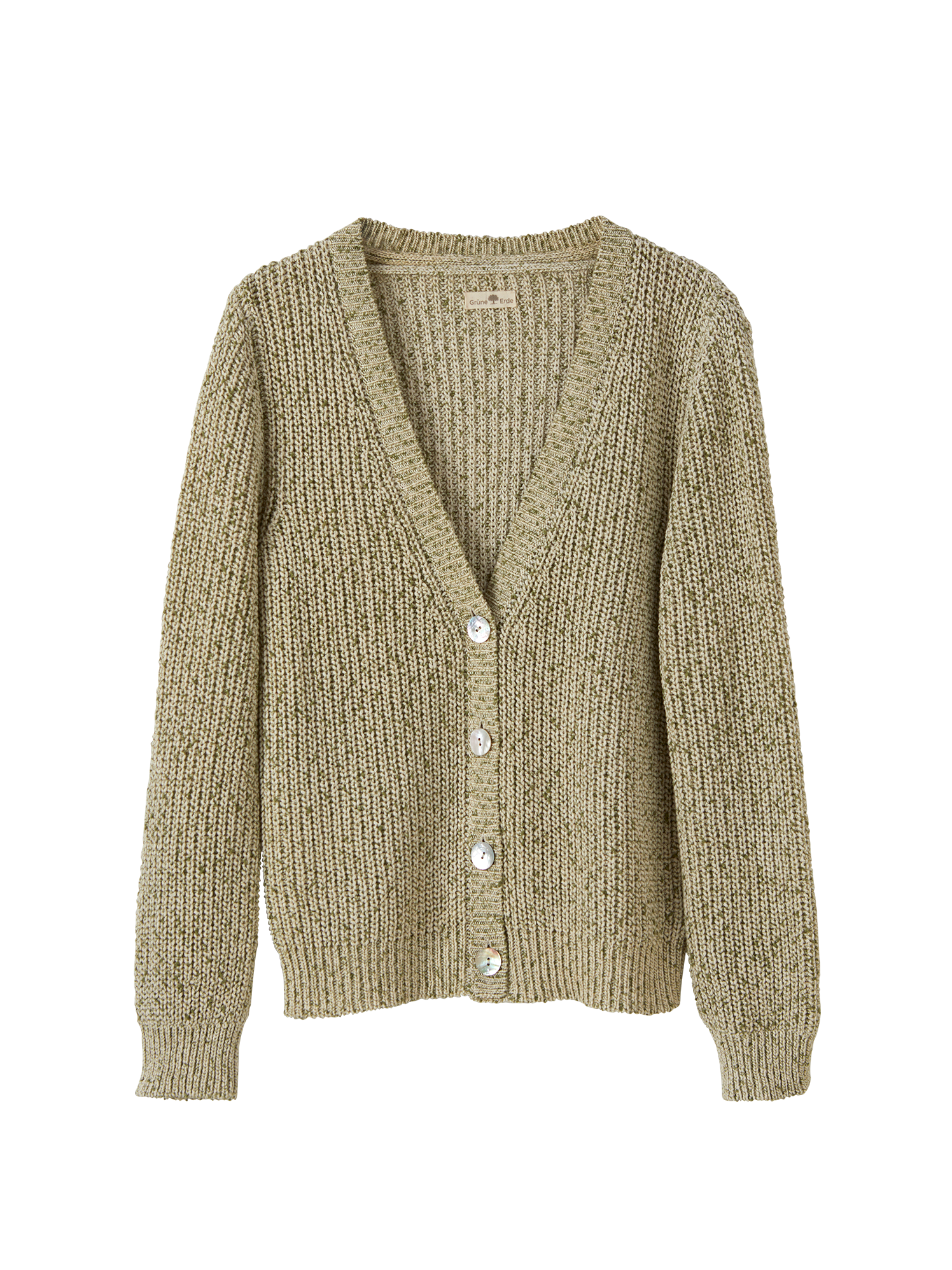 Strickjacke Langarm, olive melange