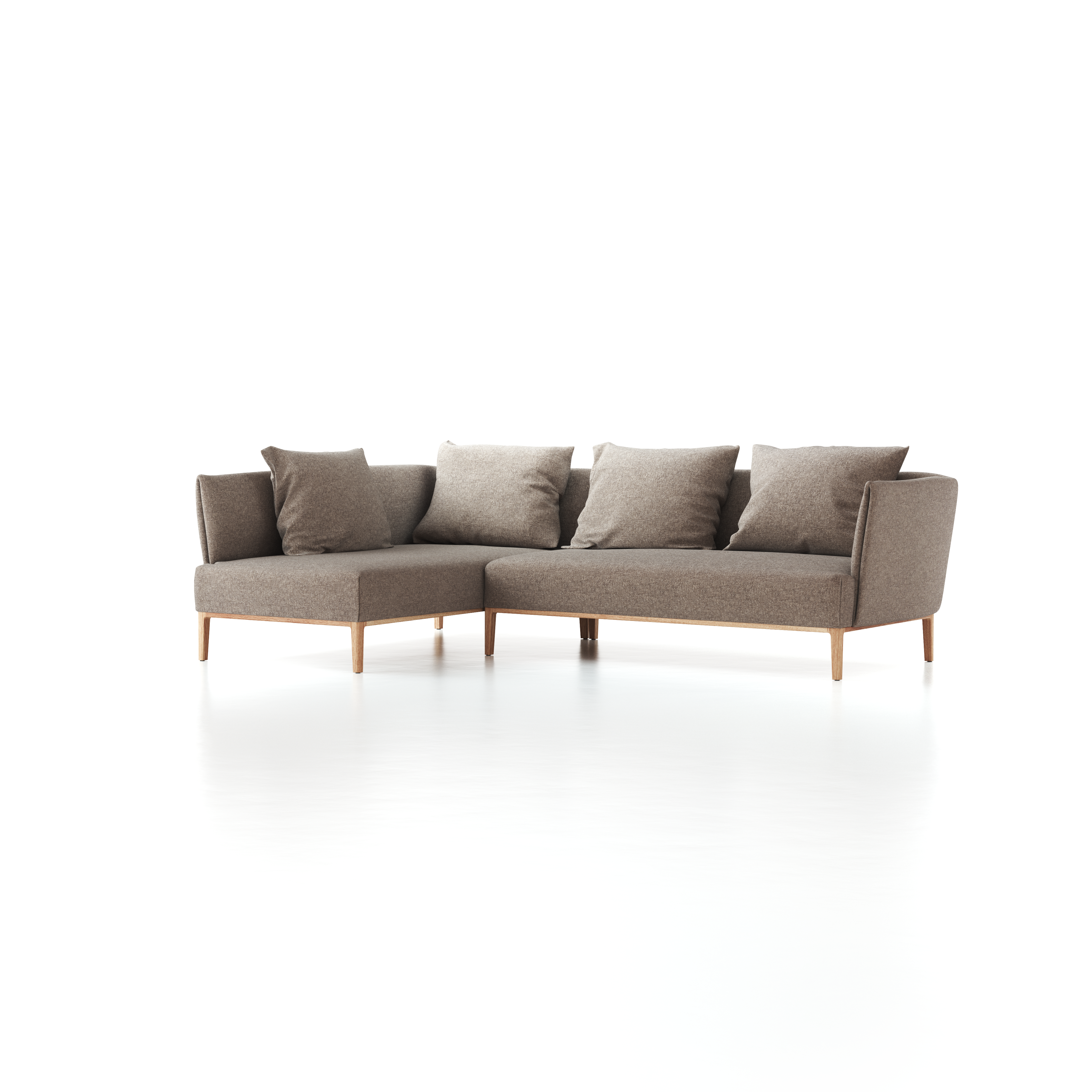 Ecksofa Lorea B 265 x T 172,5 cm, Liegeteil links, mit Bezug Wollstoff Tano Natur (79), Eiche