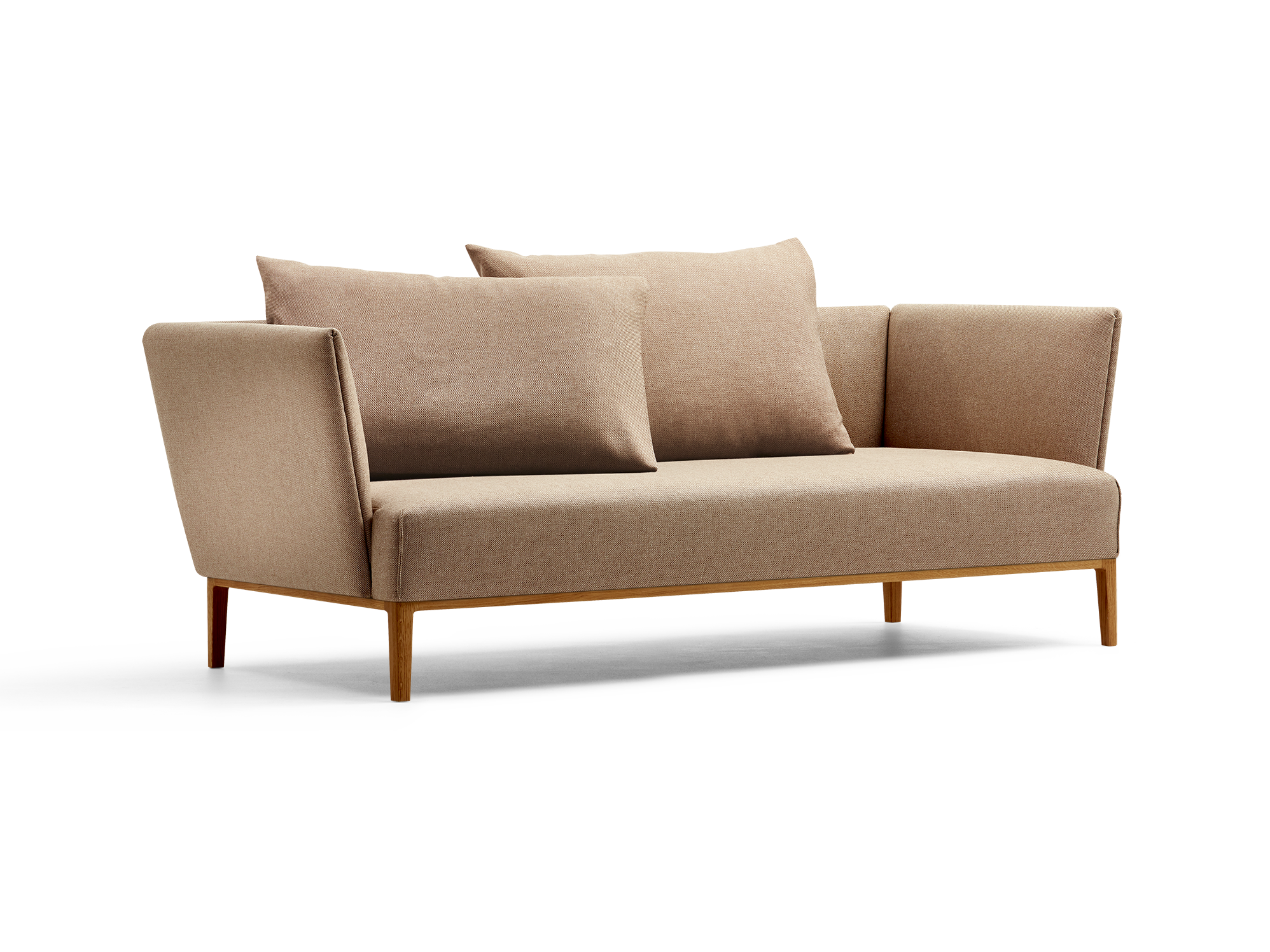 Lorea 2er-Sofa, Eiche, mit Bezug Wollstoff Elverum Haselnuss