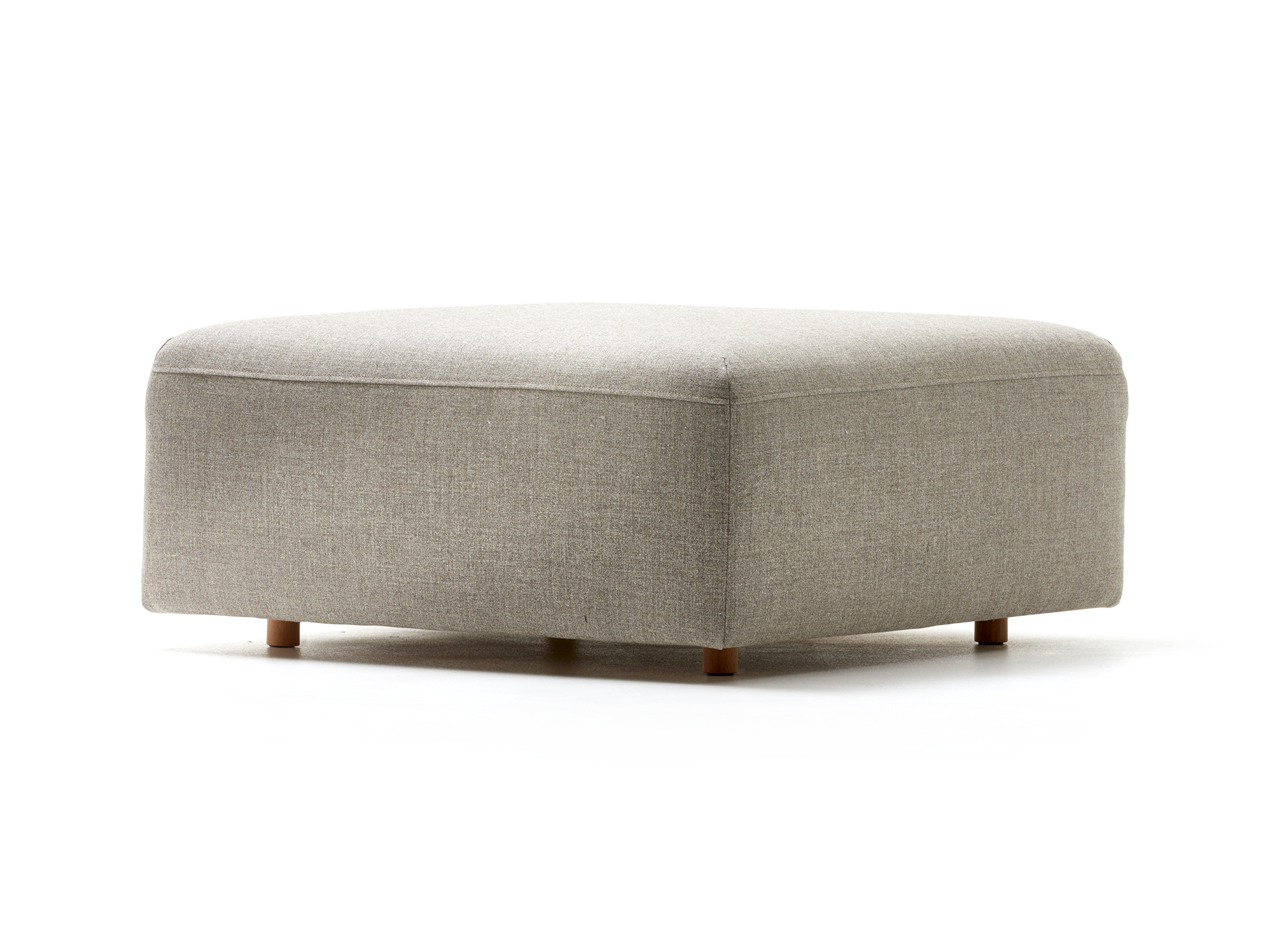 Hocker Sereno, Bodennah, mit Bezug Wollstoff Tano Natur, Buche