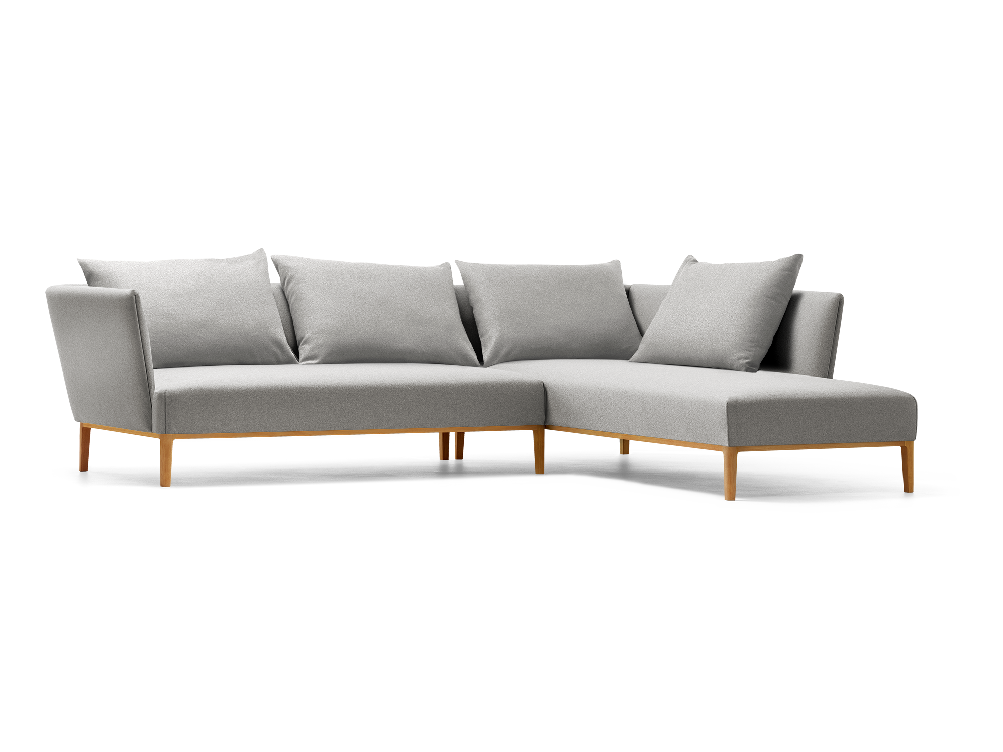 Lorea Ecksofa, Buche, mit Bezug Wollstoff Stavang Kiesel