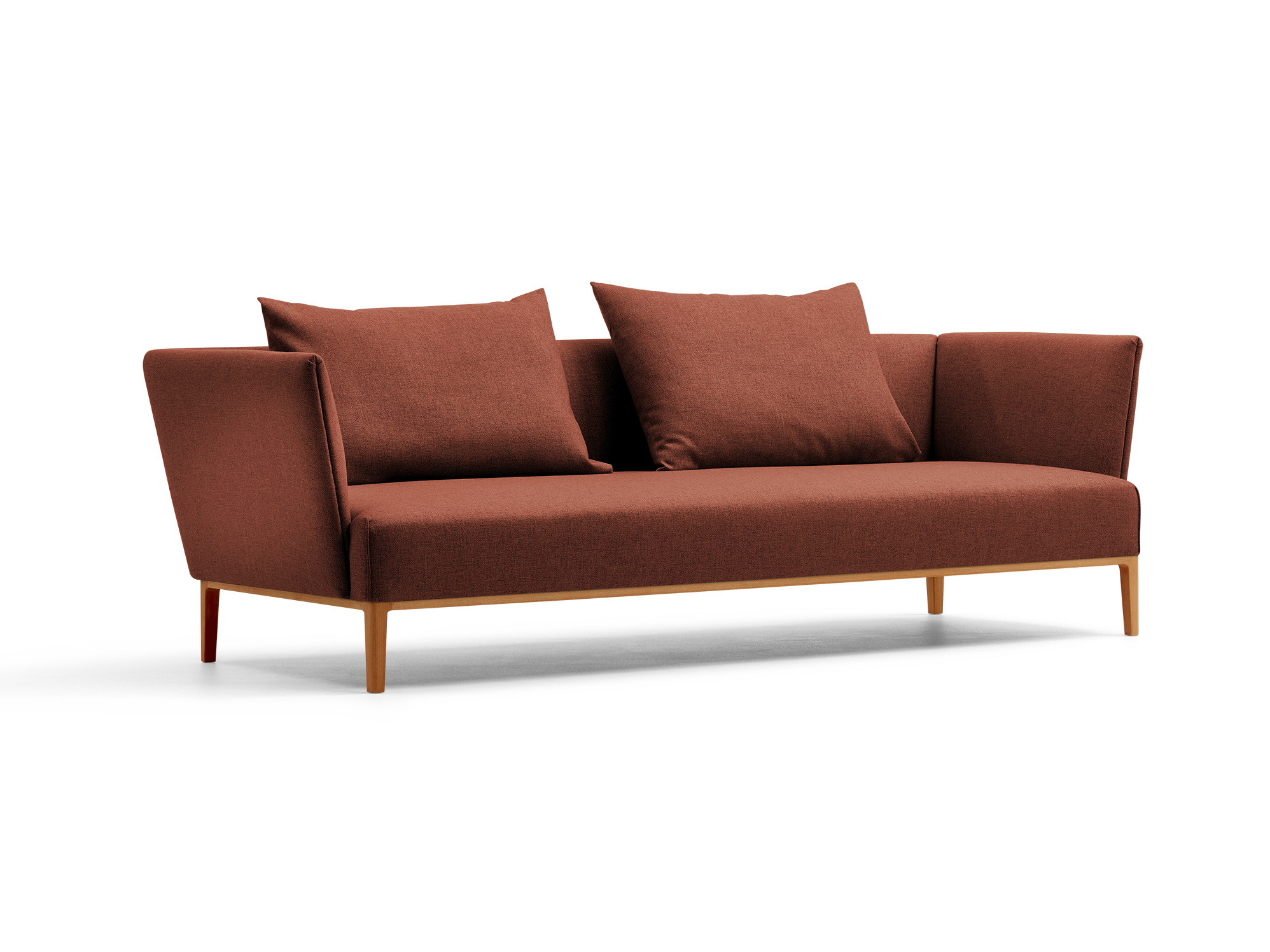 Lorea 3er-Sofa, Buche, mit Bezug Wollstoff Kaland Ziegel