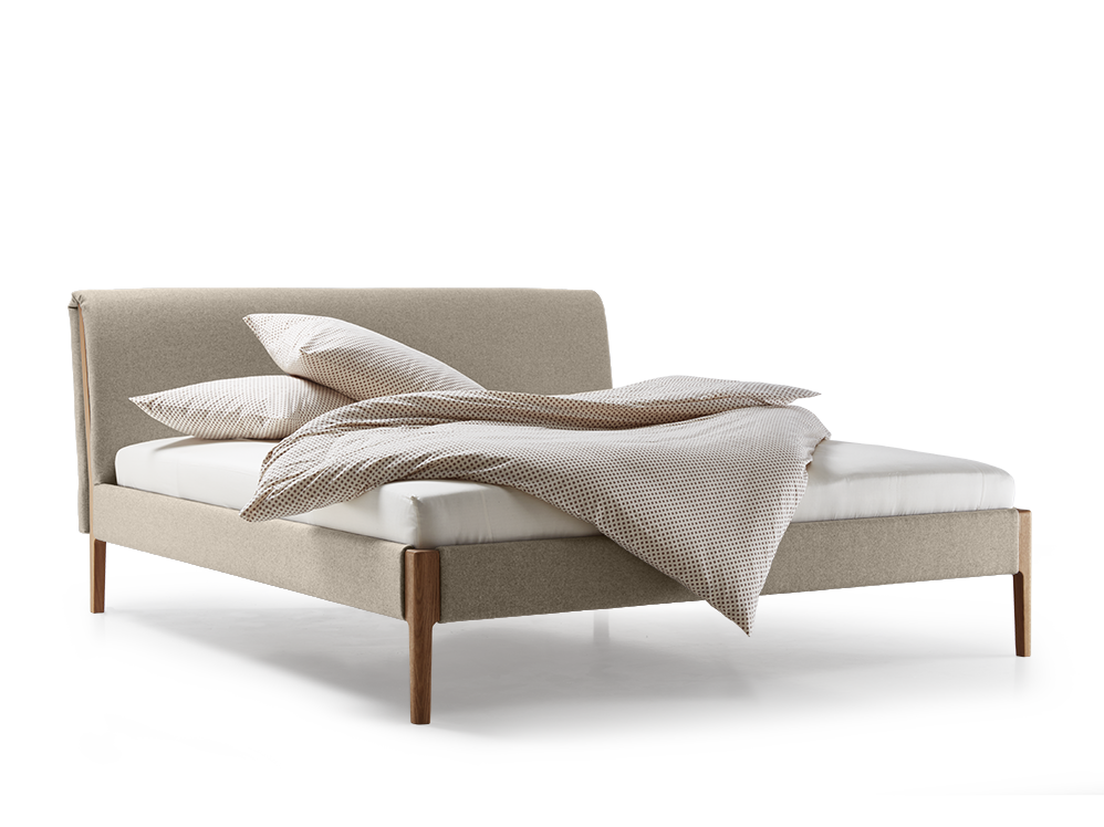 Polsterbett Lorea Eiche, mit Bezug Leinenstoff Lino Flachs Polsterbett Lorea Eiche, mit Bezug Leinenstoff Lino Flachs