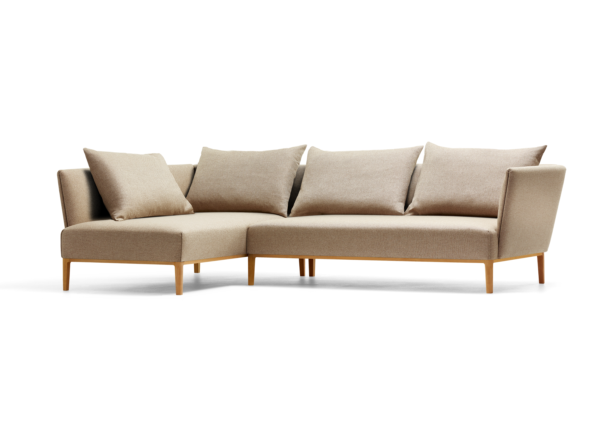 Lorea Ecksofa, Buche, mit Bezug Wollstoff Elverum Haselnuss