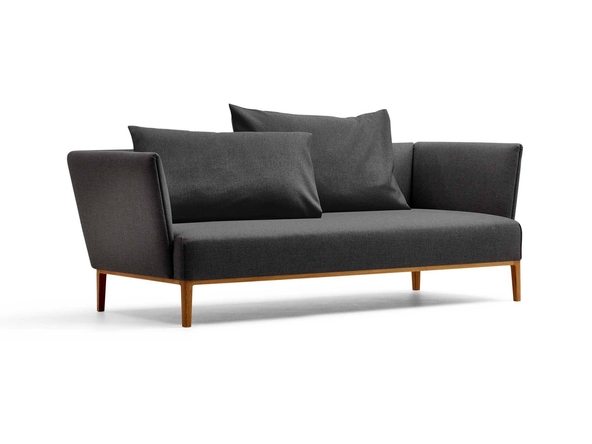 Lorea 2er-Sofa, mit Bezug Wollstoff Kaland Schiefer