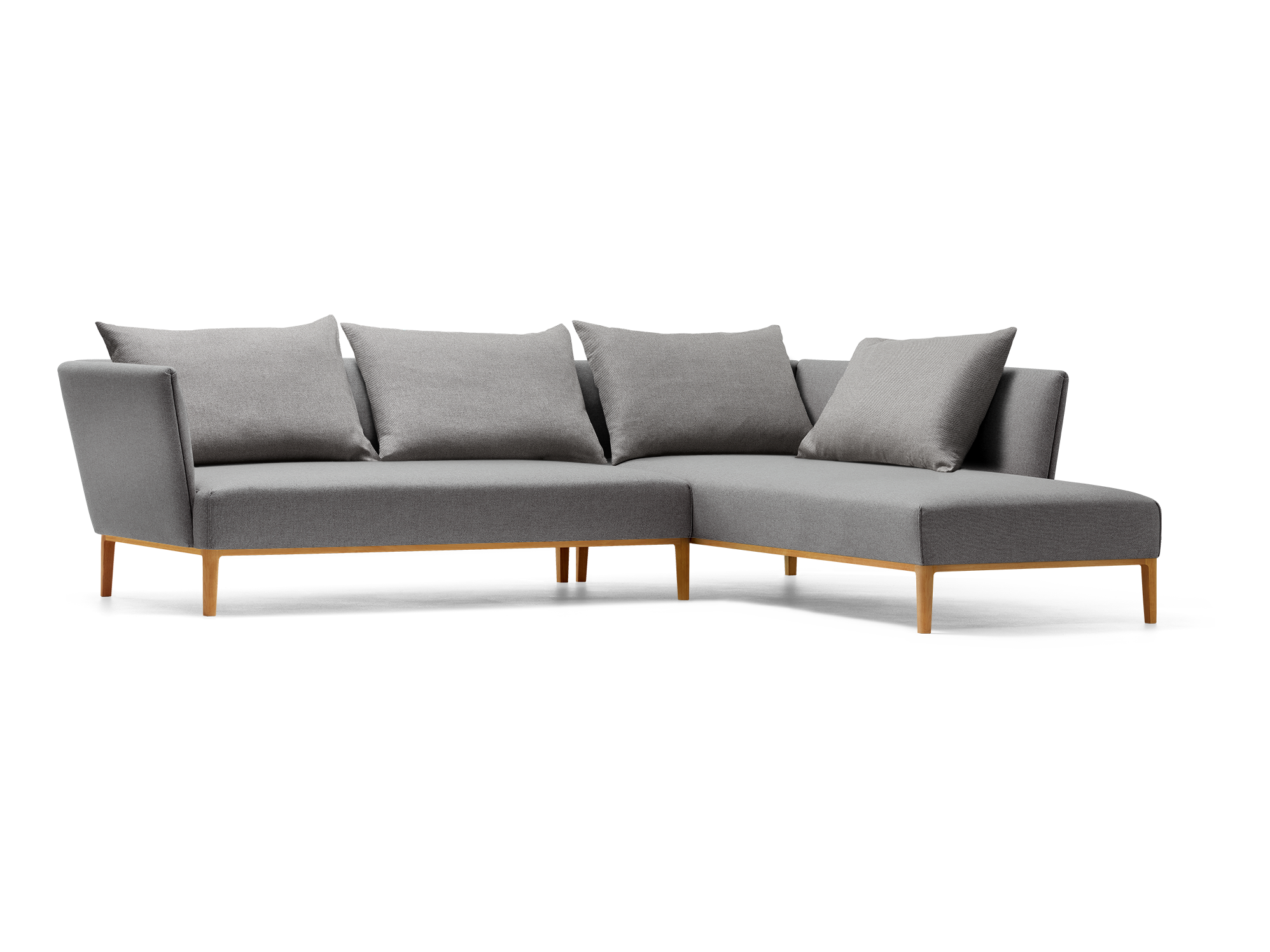 Lorea Ecksofa, Buche, mit Bezug Wollstoff Elverum Mocca
