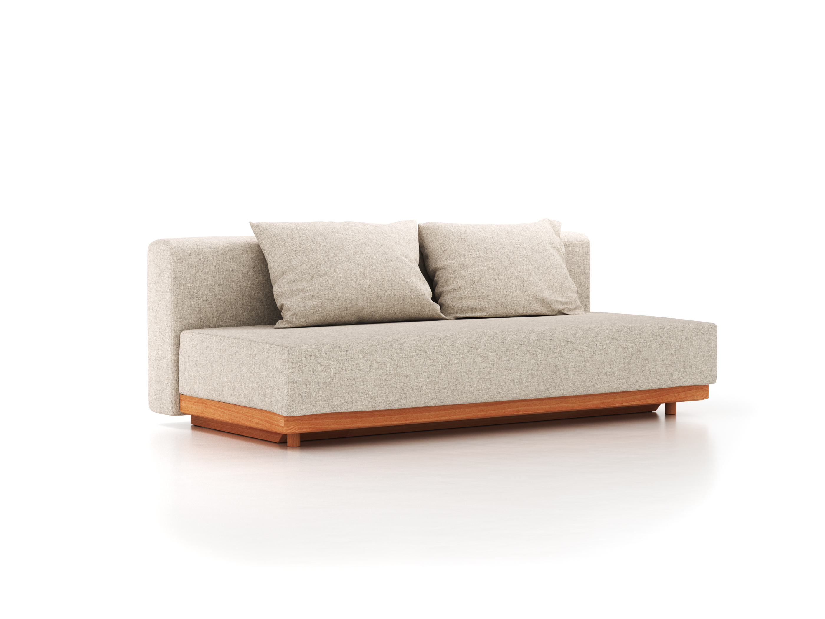 Schlafsofa Nebo B200 x T108 x H72, Sitzhöhe 42cm/Sitztiefe 85cm, inkl. 2 Kissen (80 x 55cm), Wollstoff Tano Natur Hell (80), Buche