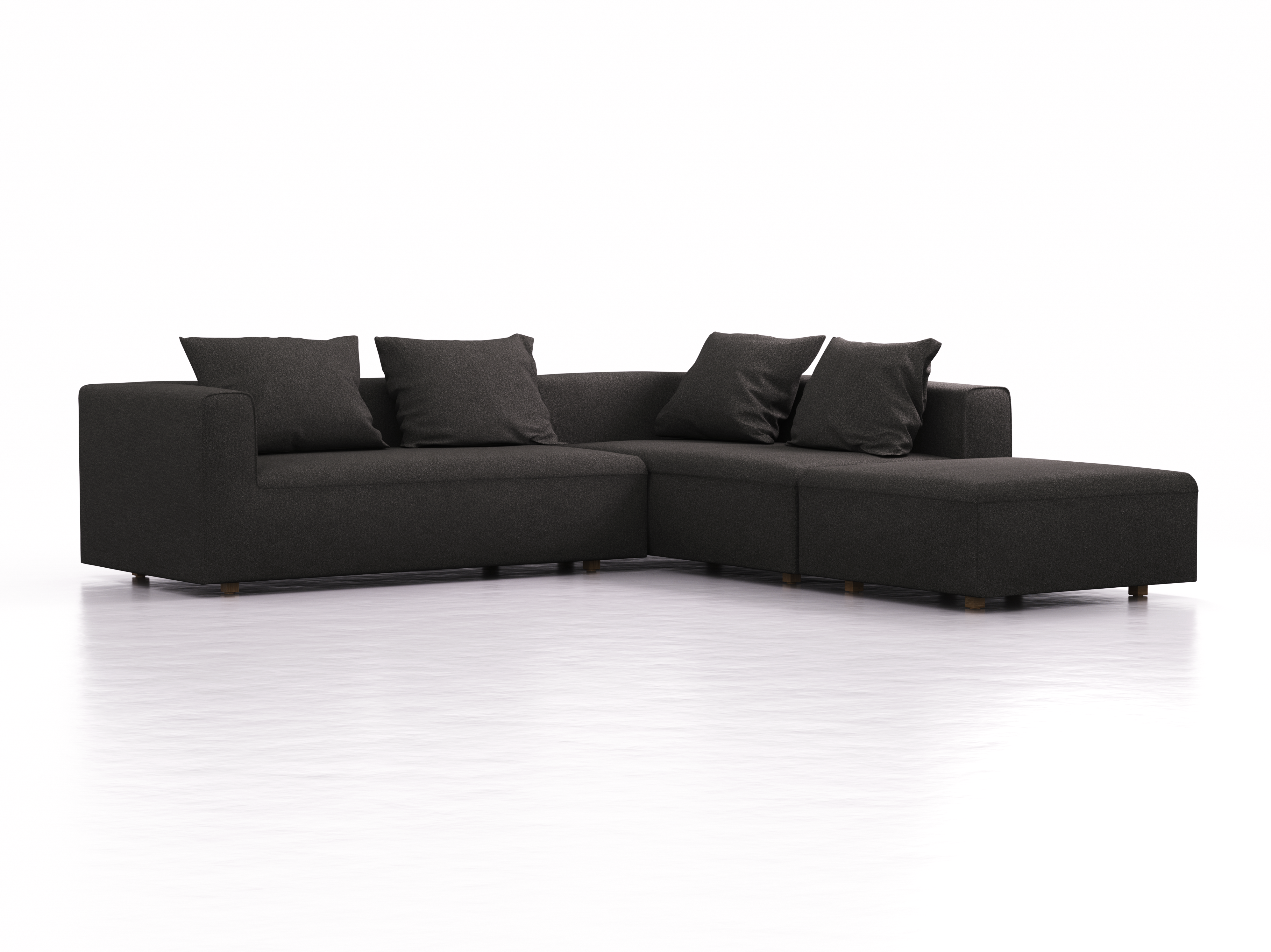 Ecksofa Sereno, bodennah, B276xT276xH71 cm, Sitzhöhe 43 cm, mit Liegeteil rechts inkl. 4 Kissen (70x55 cm), Eiche, Wollstoff Stavang Schiefer