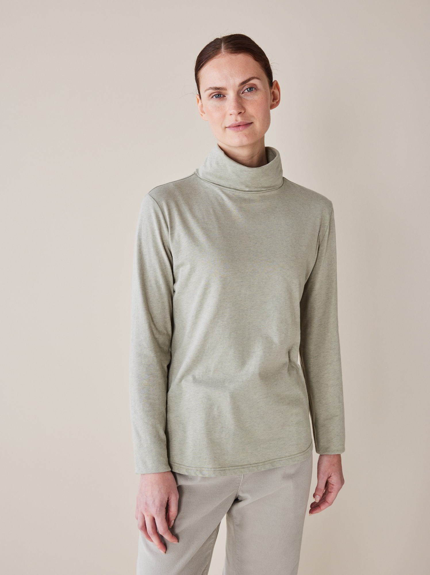 Shirt-Rollkragen, matcha melange