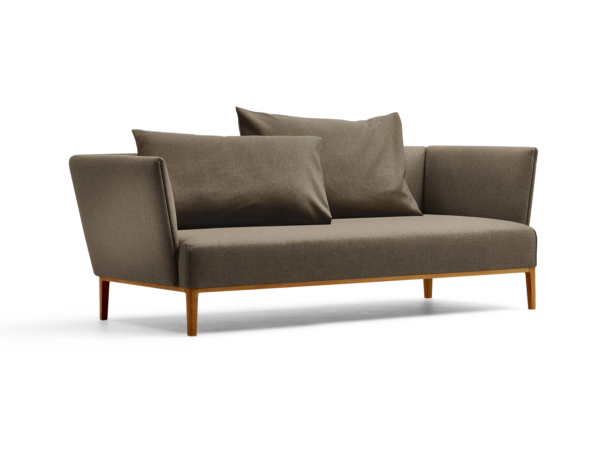 Lorea 2er-Sofa, Eiche, mit Bezug Wollstoff Kaland Torf