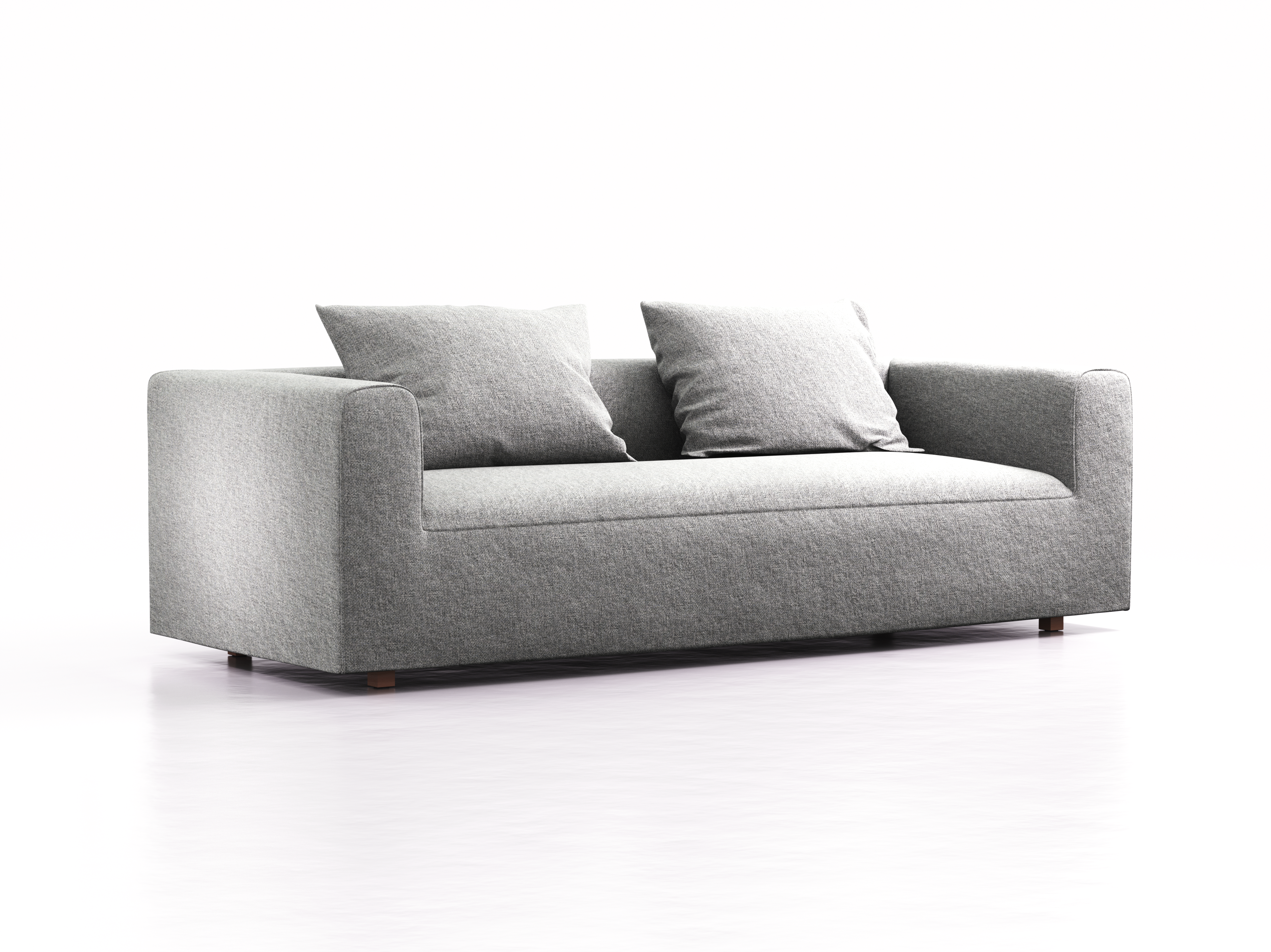 3er Sofa Sereno, bodennah, B235xT96xH71cm, Sitzhöhe 43 cm, inkl. 2 Kissen (70x55 cm), Buche, Wollstoff Kaland Kiesel