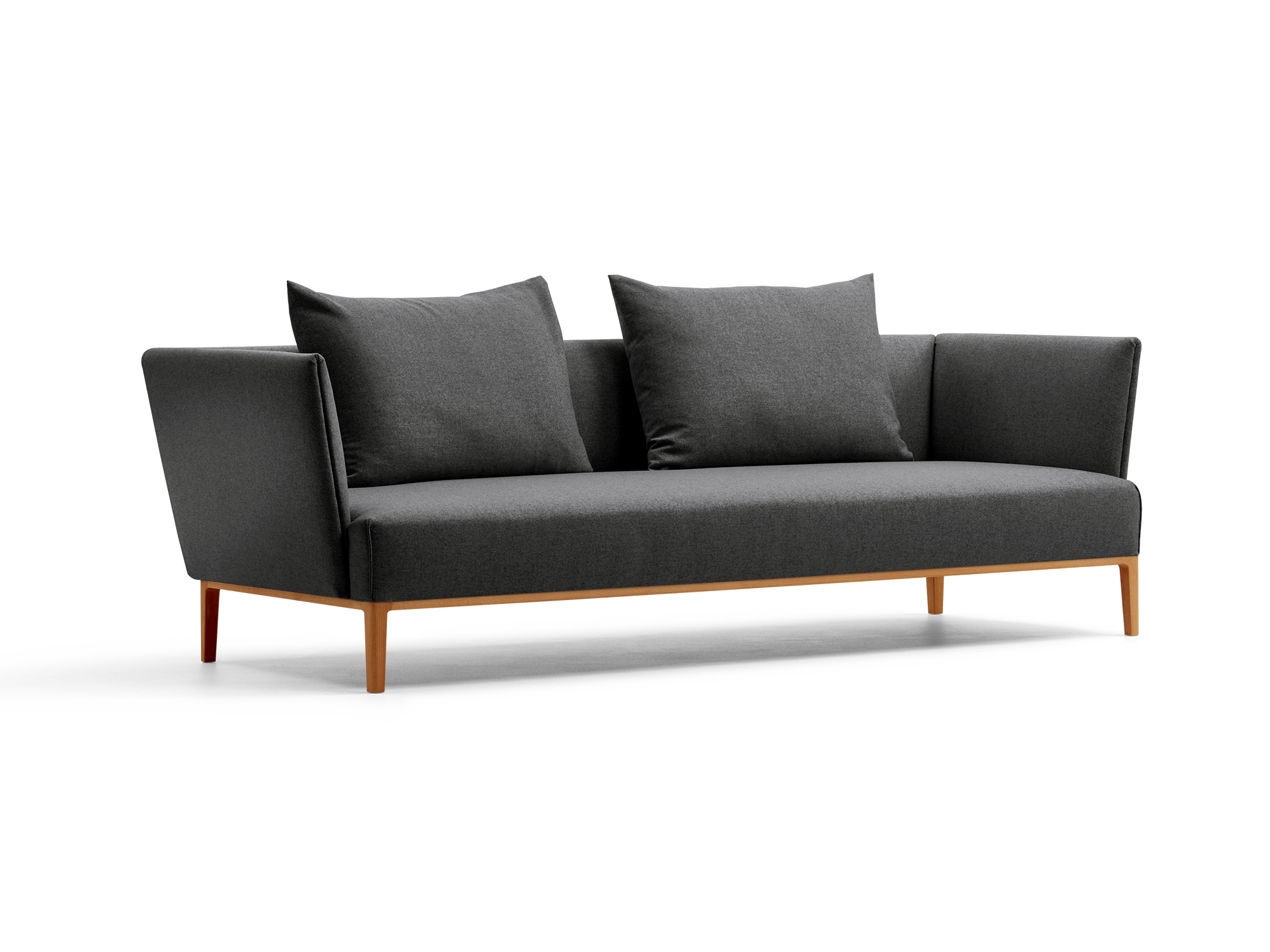 Lorea 3er-Sofa, Buche, mit Bezug Wollstoff Stavang Schiefer