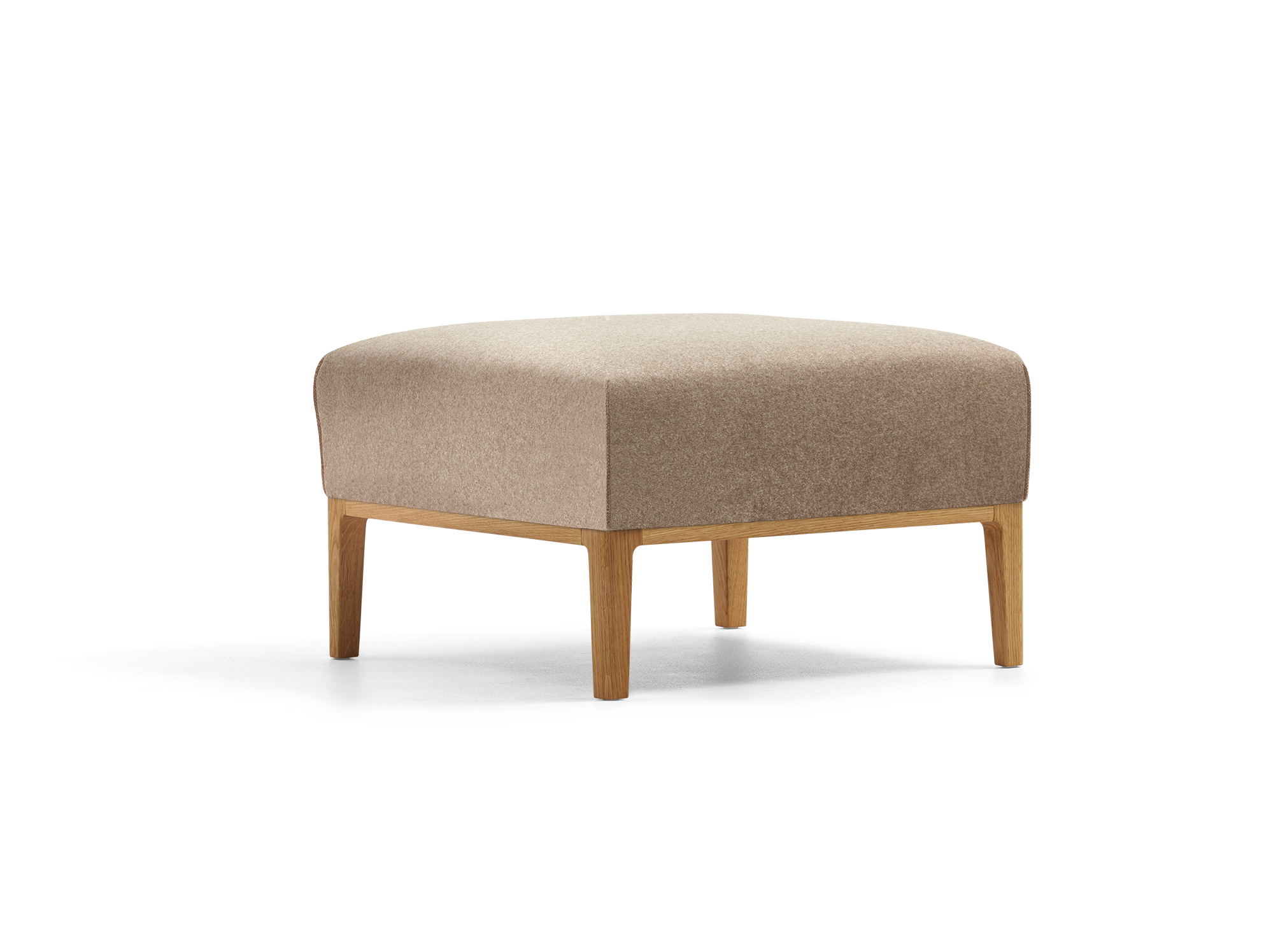Hocker Lorea, Eiche, mit Bezug Wollstoff Stavang Haselnuss