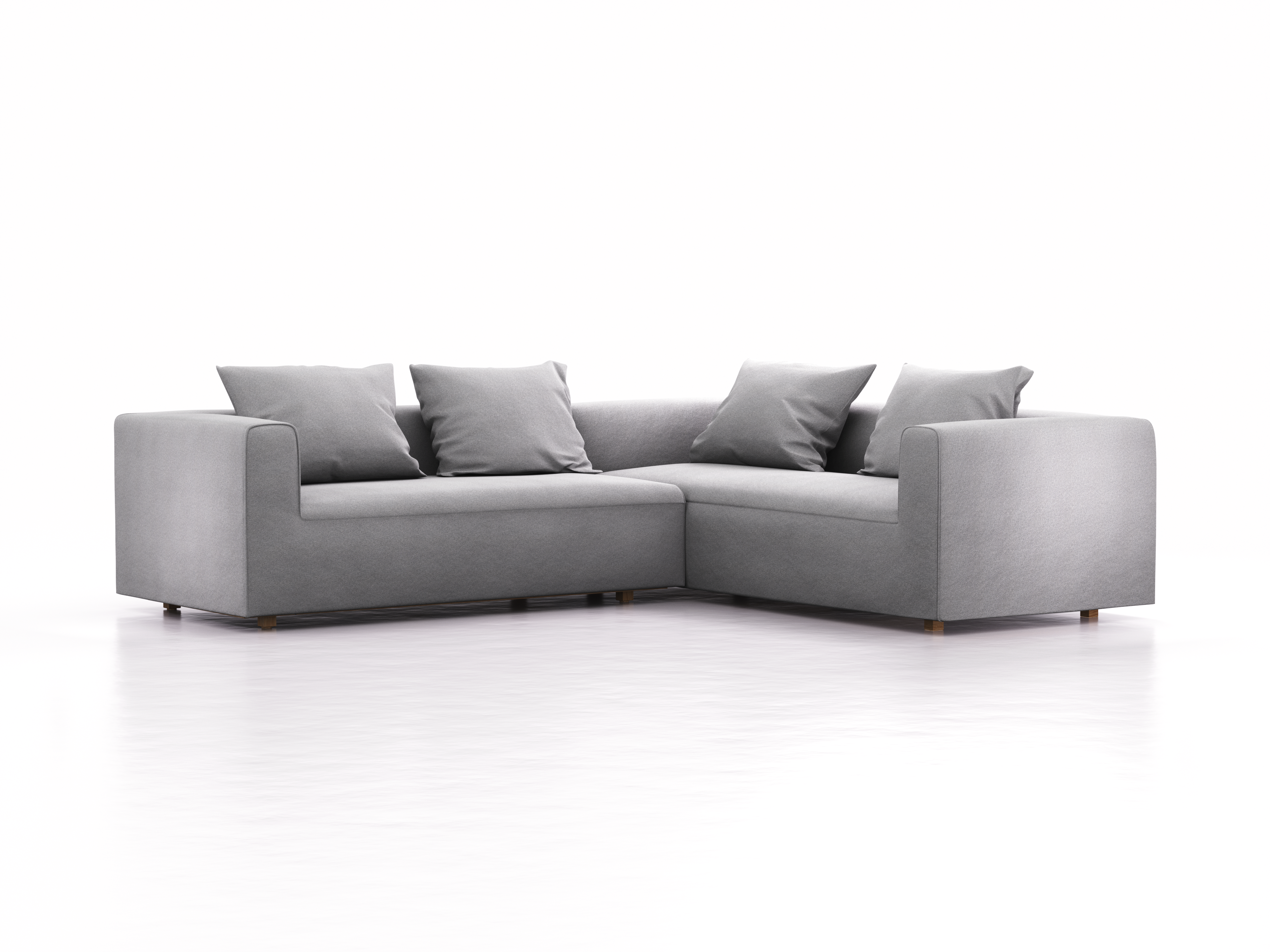 Ecksofa Sereno rechts, bodennah, B276xT235xH71 cm, Sitzhöhe 43 cm, inkl. 4 Kissen (70x55 cm), Eiche, Wollstoff Stavang Kiesel