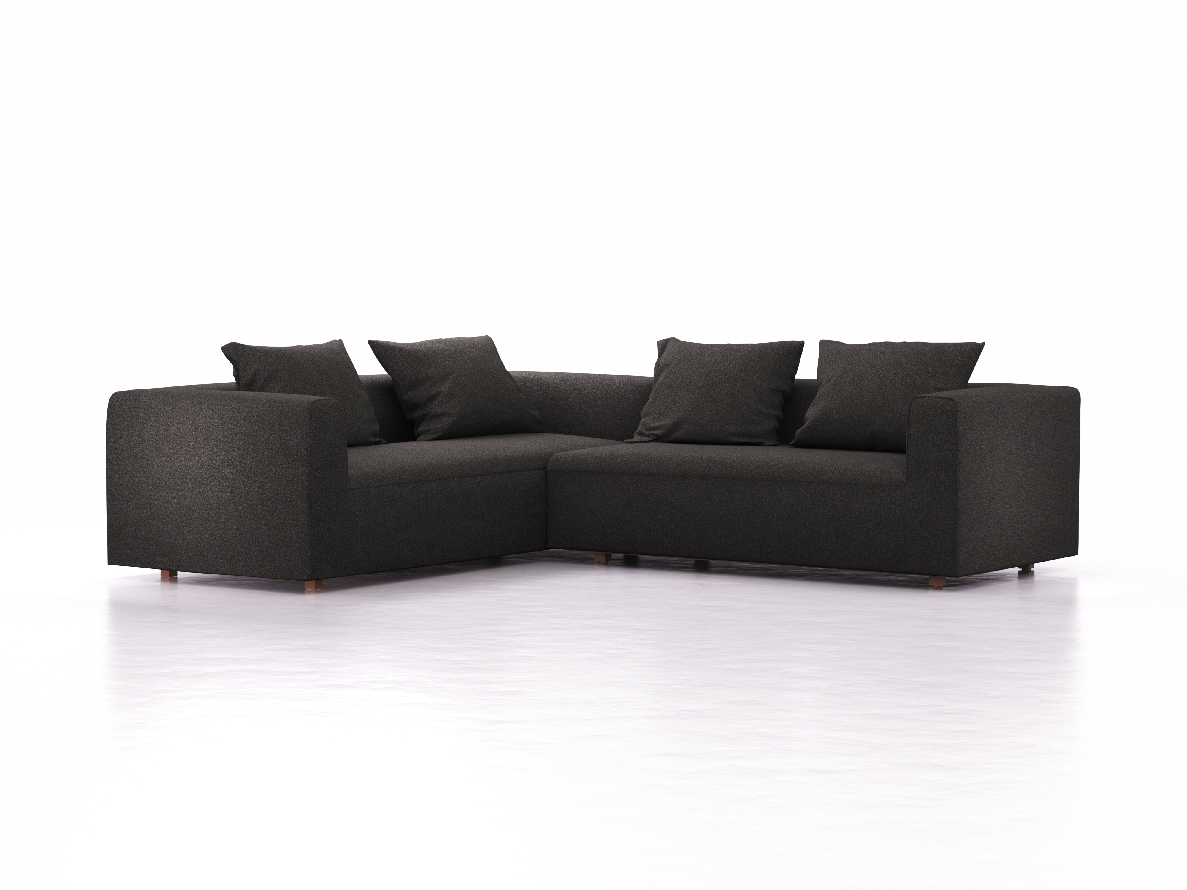 Ecksofa Sereno links, bodennah, B276xT235xH71 cm, Sitzhöhe 43 cm, inkl. 4 Kissen (70x55 cm), Buche, Wollstoff Stavang Schiefer