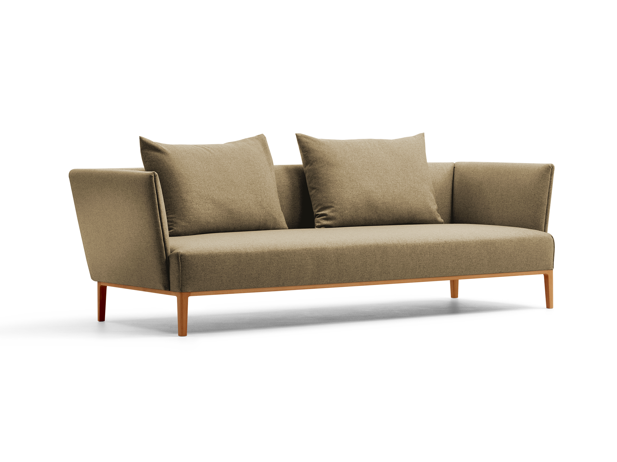 Lorea 3er-Sofa, Buche, mit Bezug Wollstoff Stavang Haselnuss