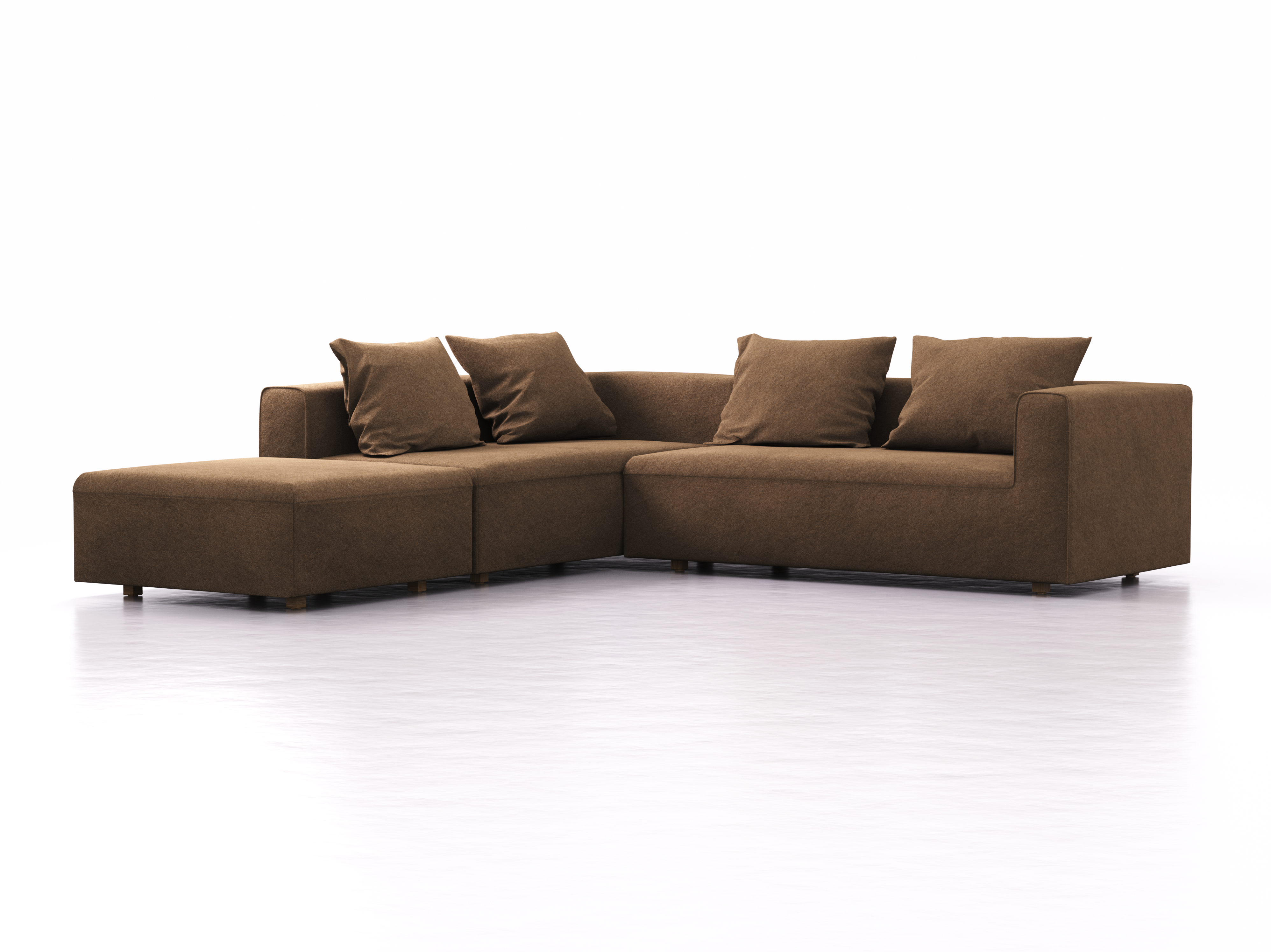 Ecksofa Sereno, bodennah, B276xT276xH71 cm, Sitzhöhe 43 cm, mit Liegeteil links inkl. 4 Kissen (70x55 cm), Eiche, Wollstoff Stavang Haselnuss