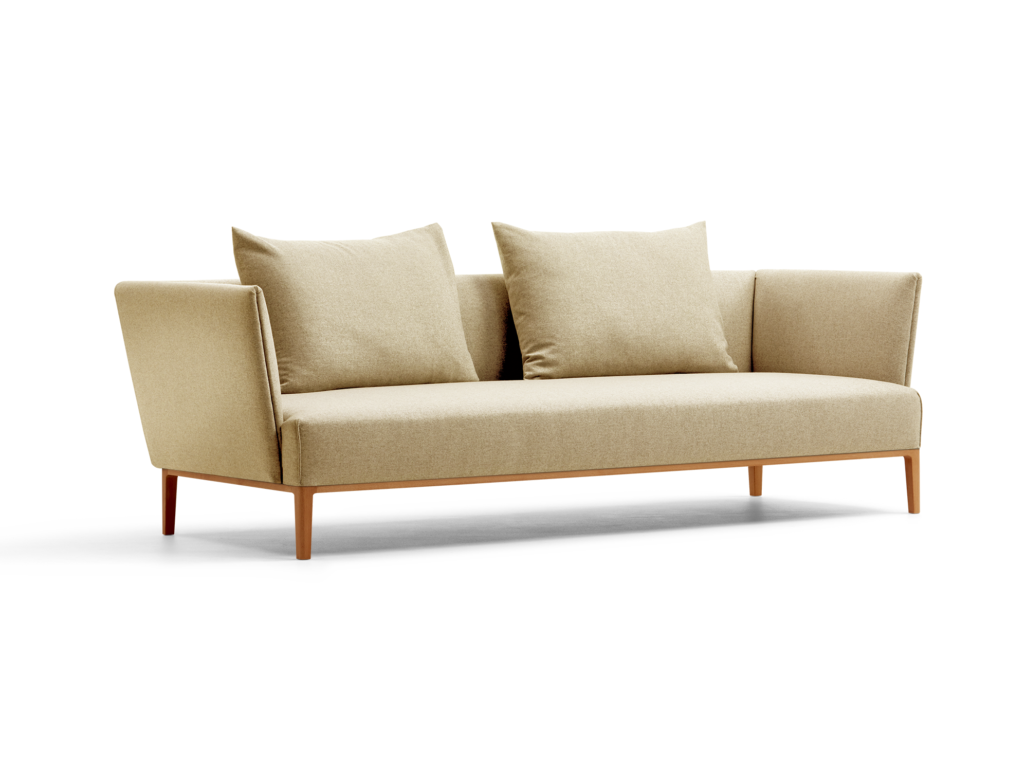 Lorea 3er-Sofa, Buche, mit Bezug Wollstoff Stavang Sand