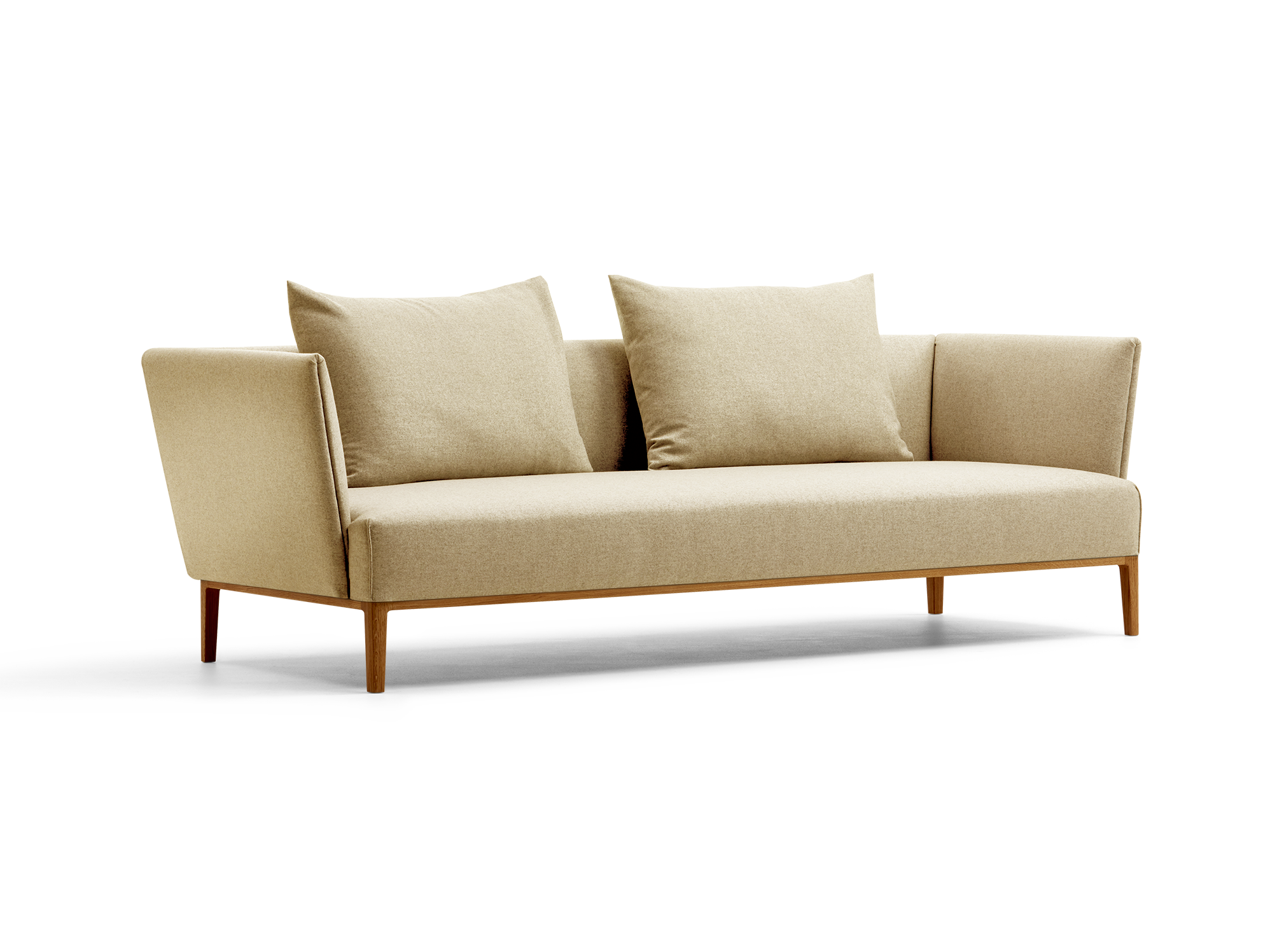 Lorea 3er-Sofa, Eiche, mit Bezug Wollstoff Stavang Sand