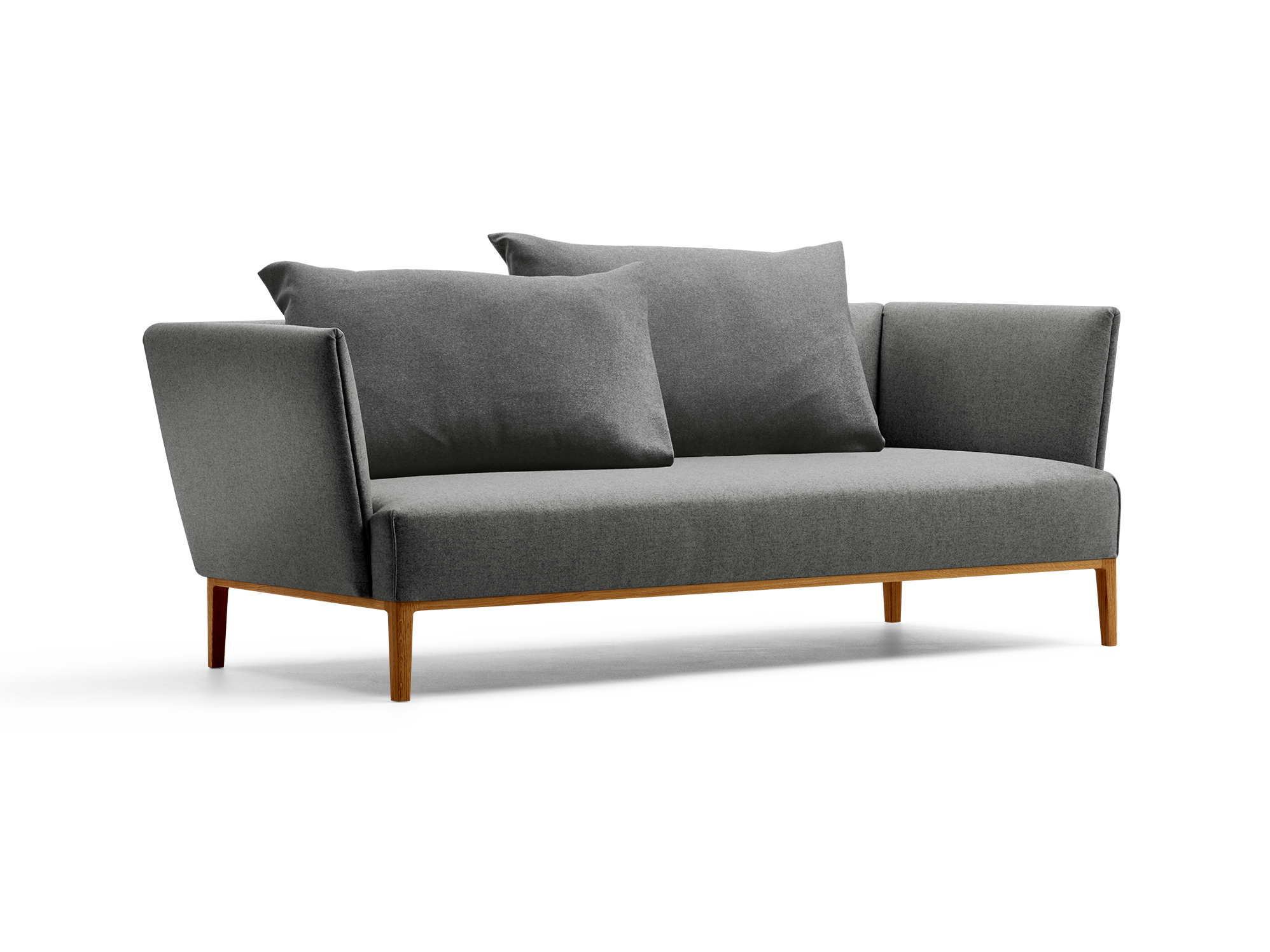 Lorea 2er-Sofa, Eiche, mit Bezug Wollstoff Stavang Stein