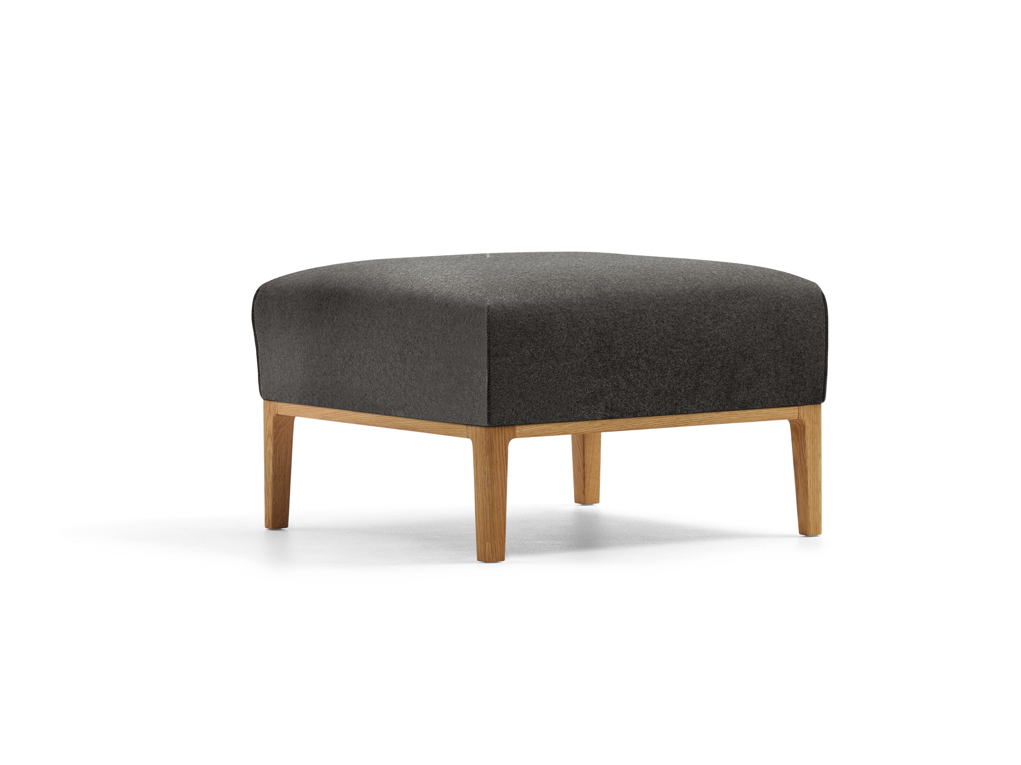 Hocker Lorea, Eiche, mit Bezug Wollstoff Stavang Schiefer