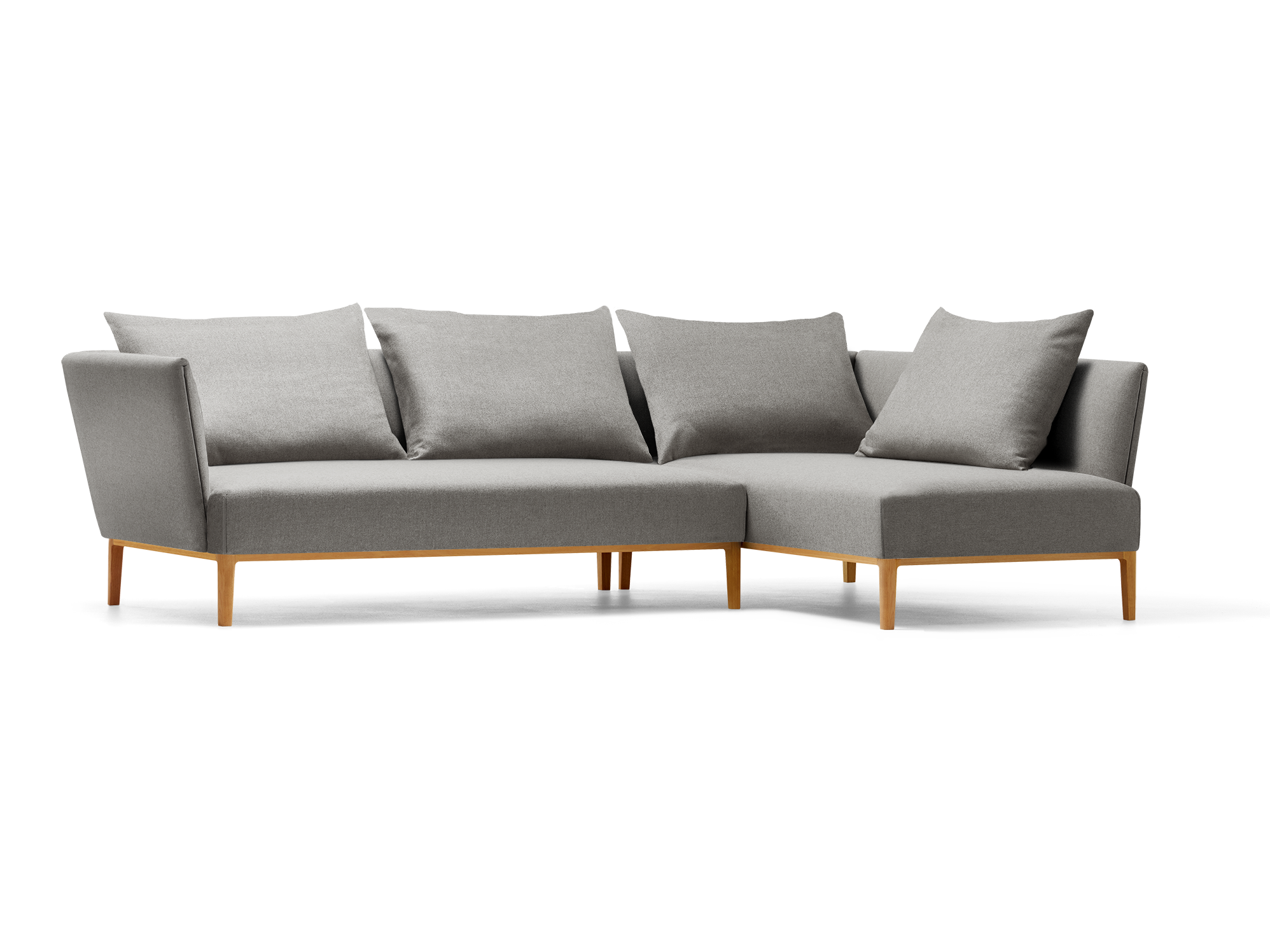 Lorea Ecksofa, Buche, mit Bezug Wollstoff Sletta Kiesel