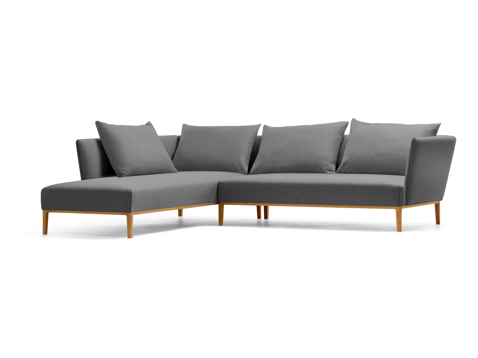 Lorea Ecksofa, Buche, mit Bezug Wollstoff Stavang Stein