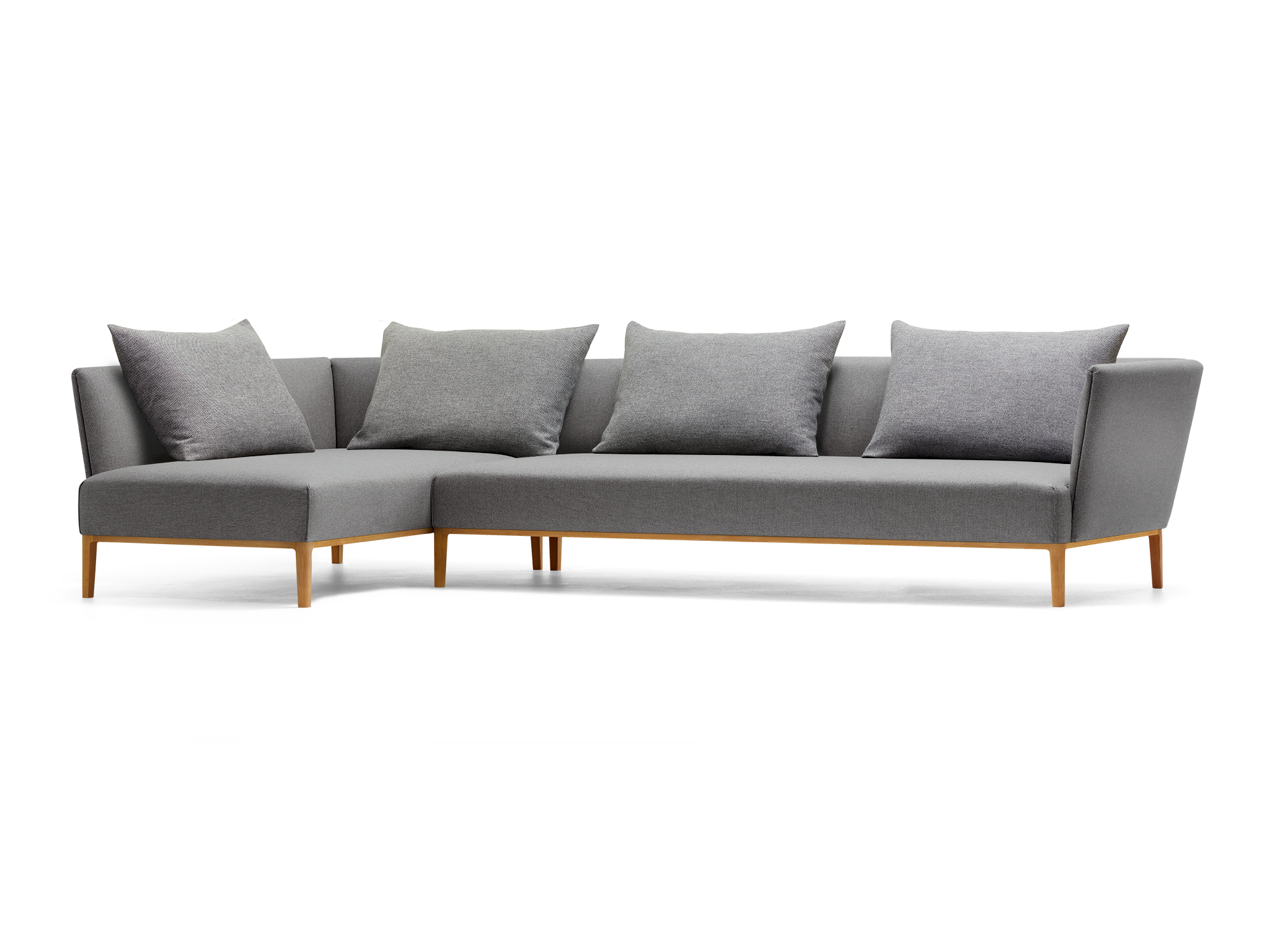 Lorea Ecksofa, Buche, mit Bezug Wollstoff Elverum Mocca
