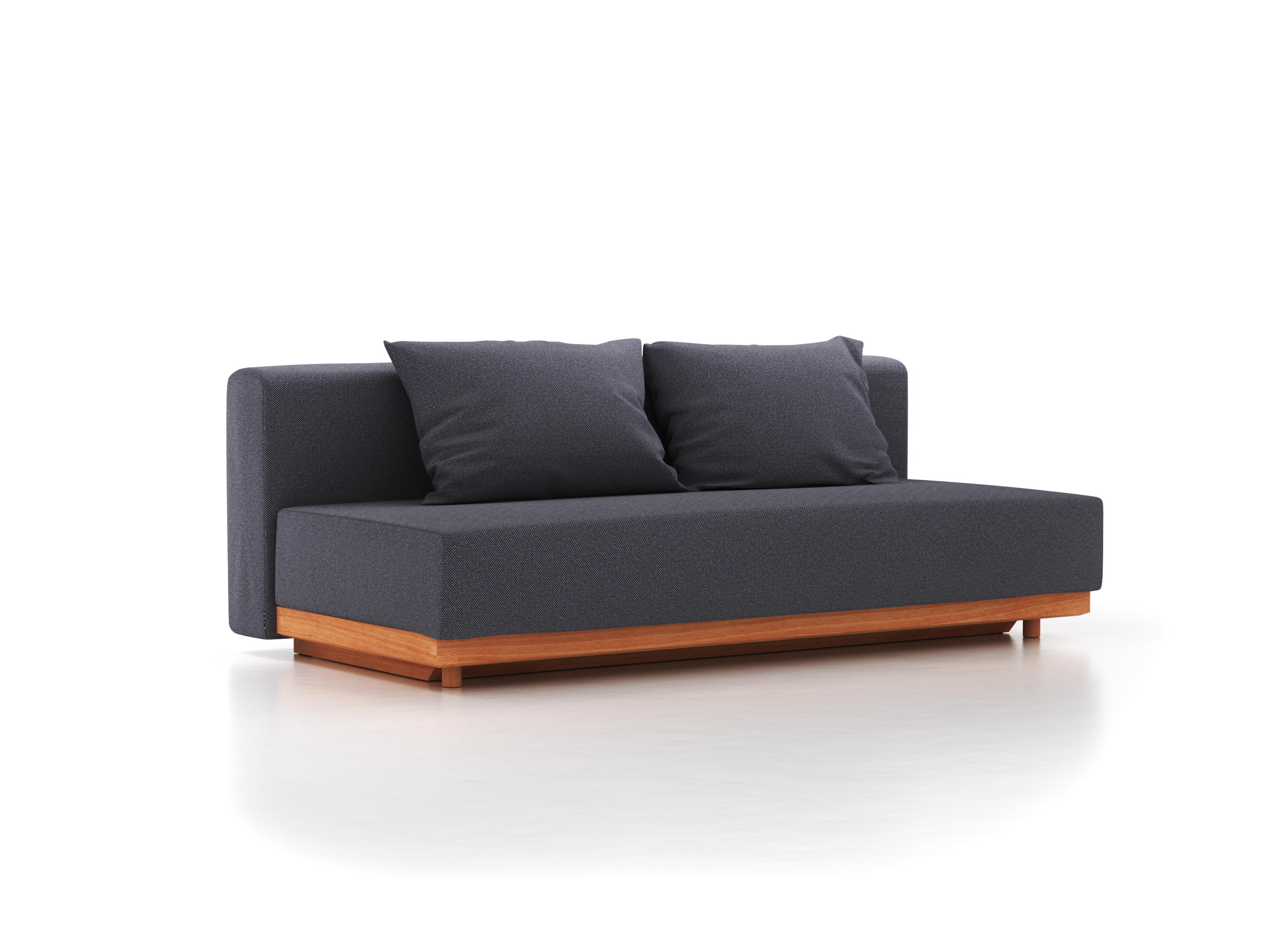 Schlafsofa Nebo B200 x T108 x H72, Sitzhöhe 42cm/Sitztiefe 85cm, inkl. 2 Kissen (80 x 55cm), Wollstoff Elverum Torfblau (82), Buche