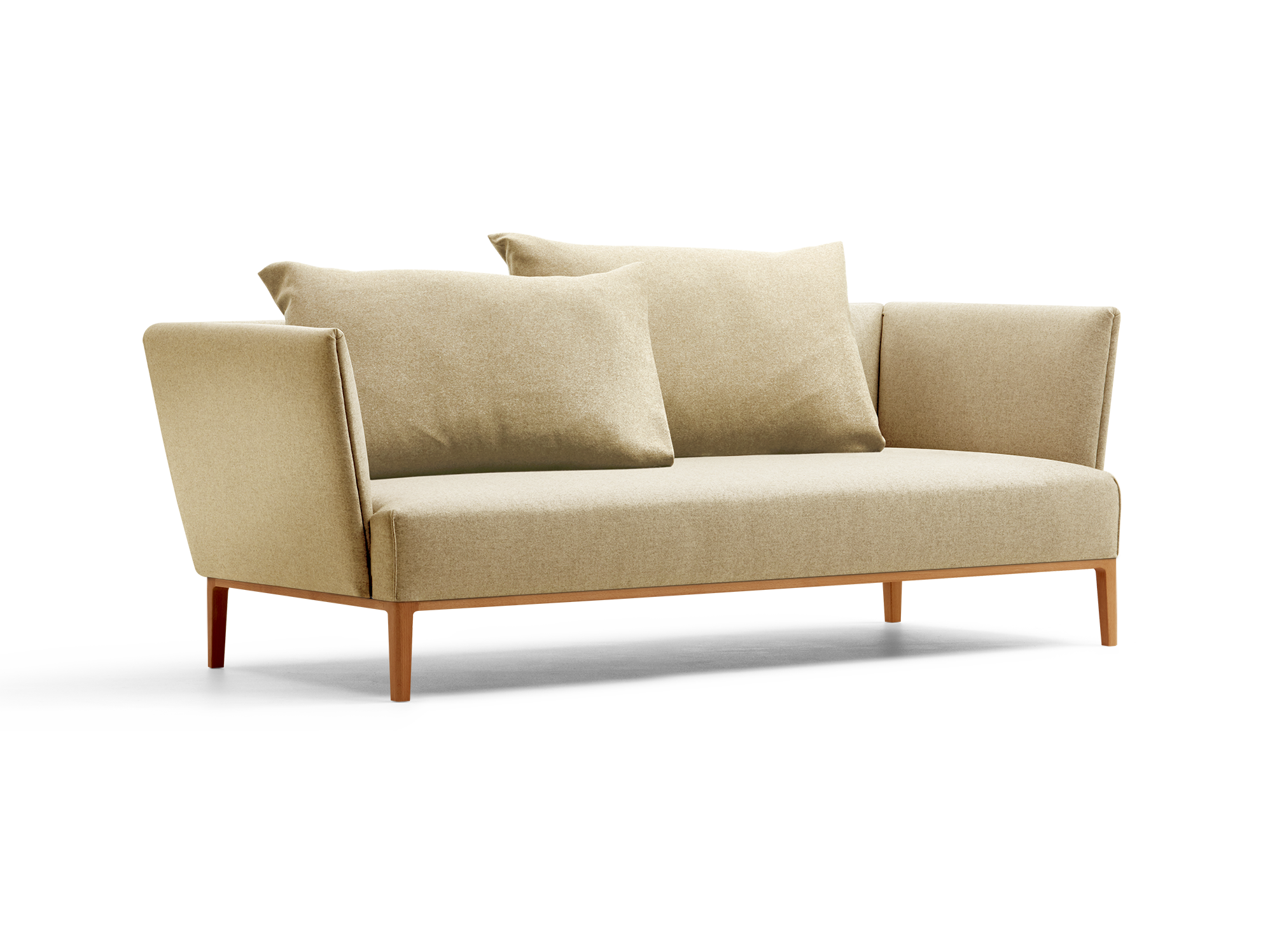 Lorea 2er-Sofa, Buche, mit Bezug Wollstoff Stavang Sand