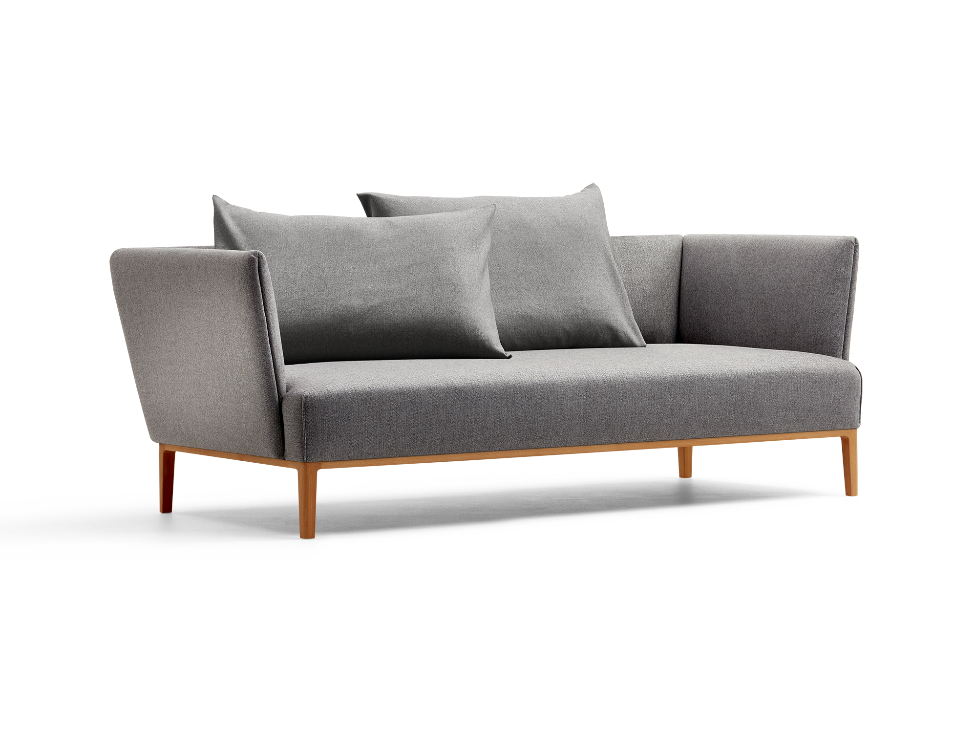 Lorea 2er-Sofa, Buche, mit Bezug Wollstoff Sletta Kiesel
