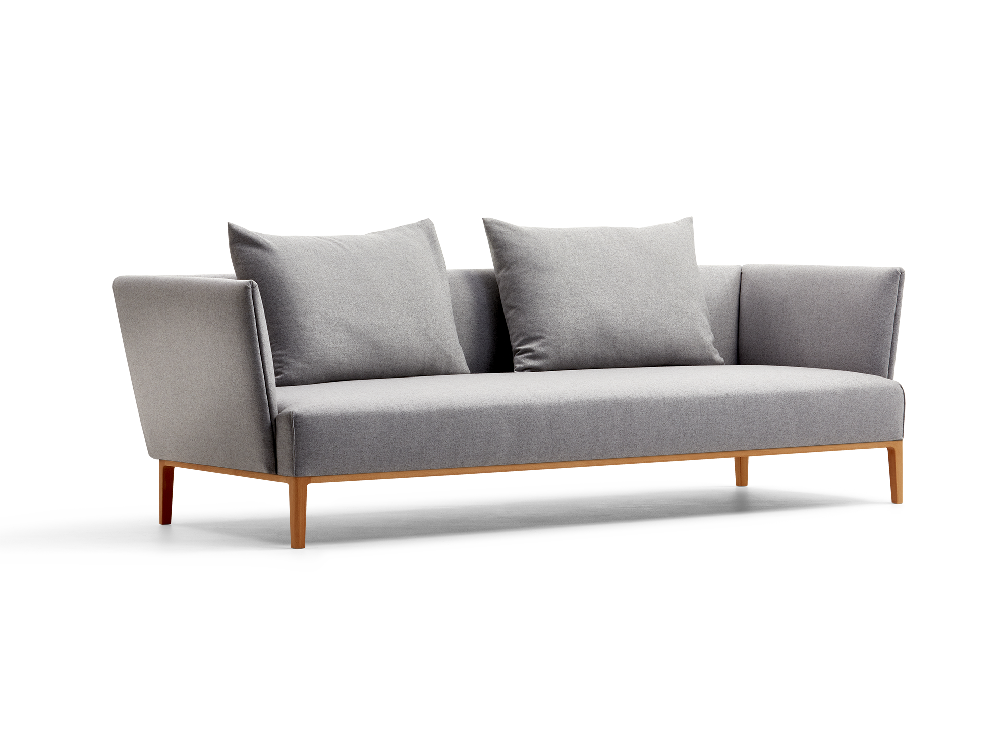 Lorea 3er-Sofa, Buche, mit Bezug Wollstoff Stavang Kiesel