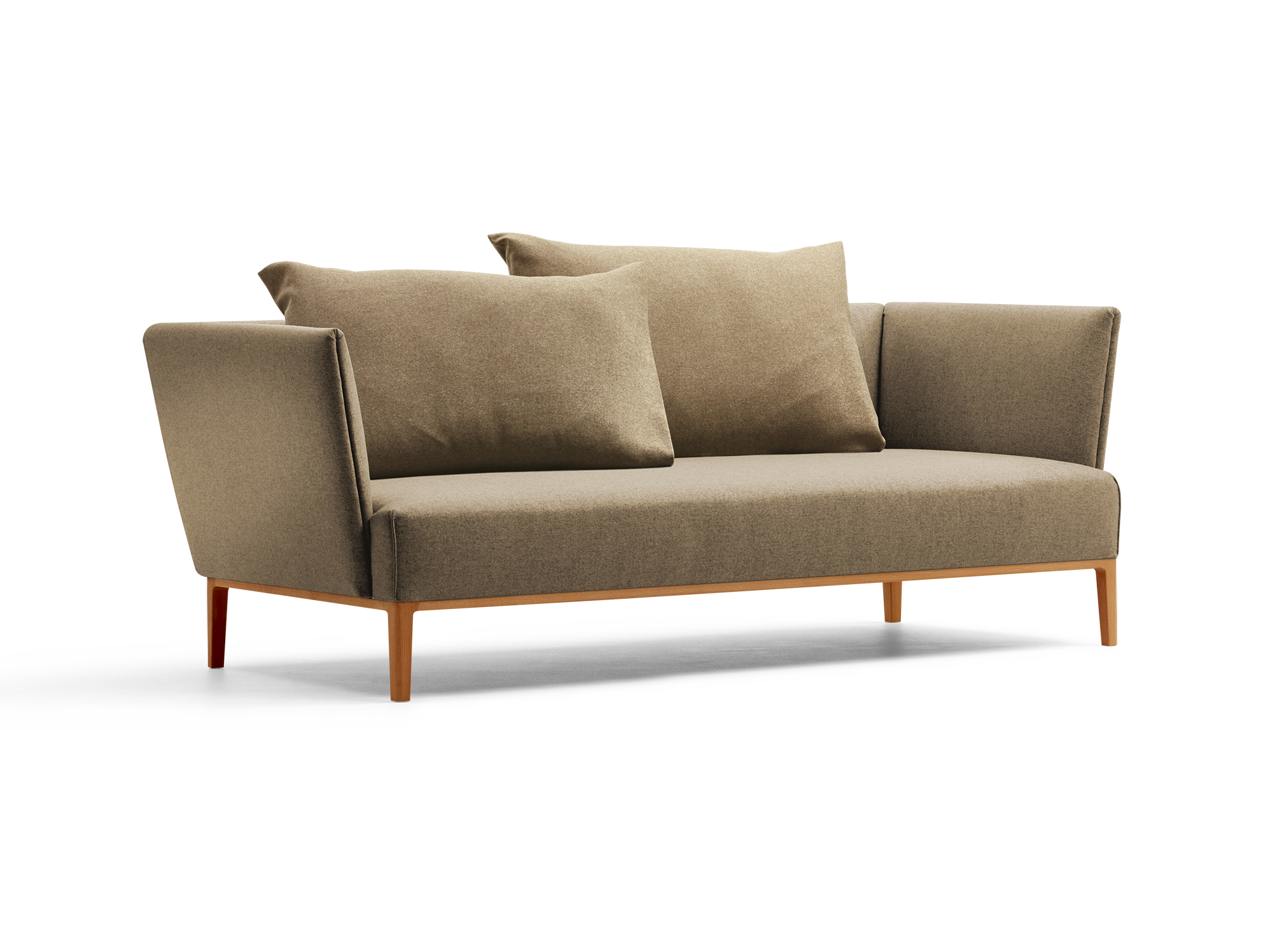 Lorea 2er-Sofa, Buche, mit Bezug Wollstoff Stavang Haselnuss