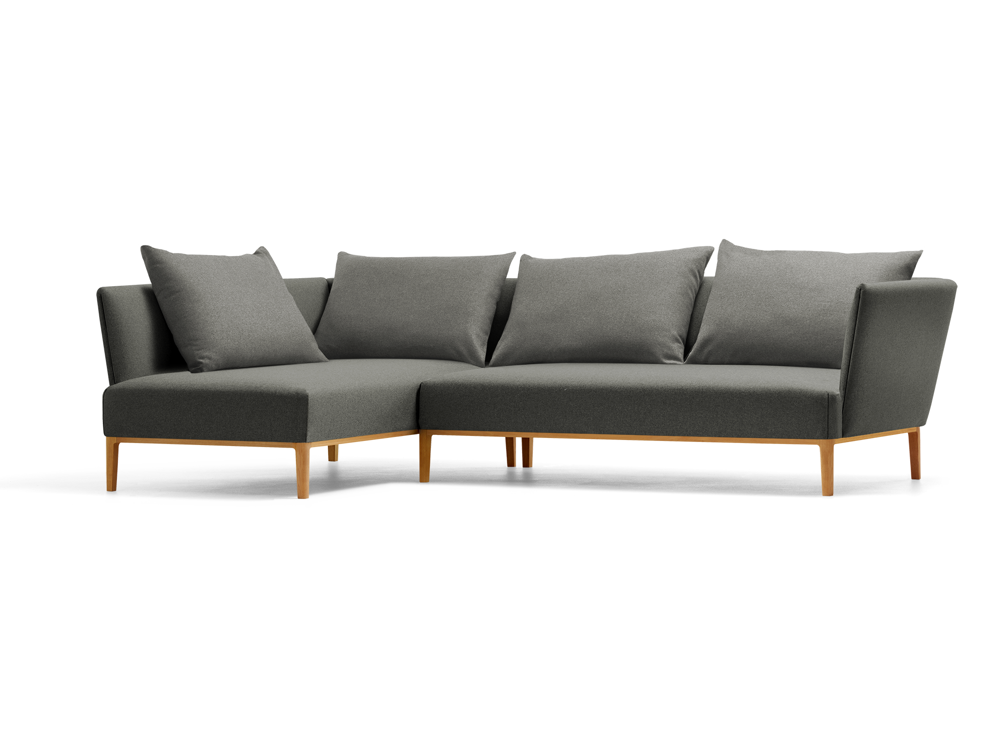 Lorea Ecksofa, Buche, mit Bezug Wollstoff Stavang Mocca