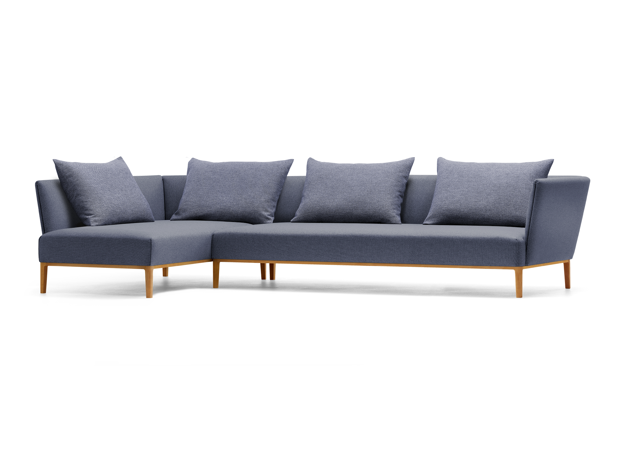 Lorea Ecksofa, Buche, mit Bezug Wollstoff Elverum Ozean
