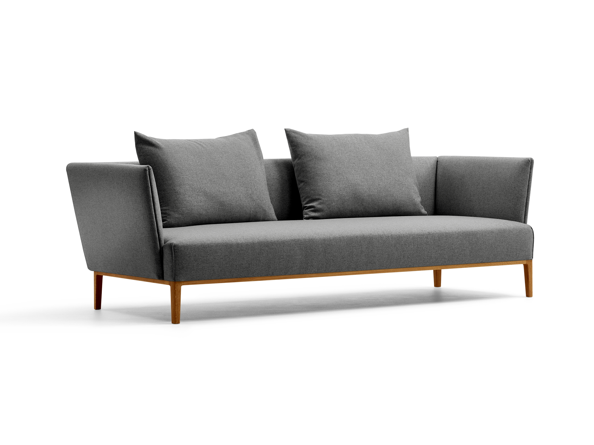Lorea 3er-Sofa, Eiche, mit Bezug Wollstoff Stavang Stein