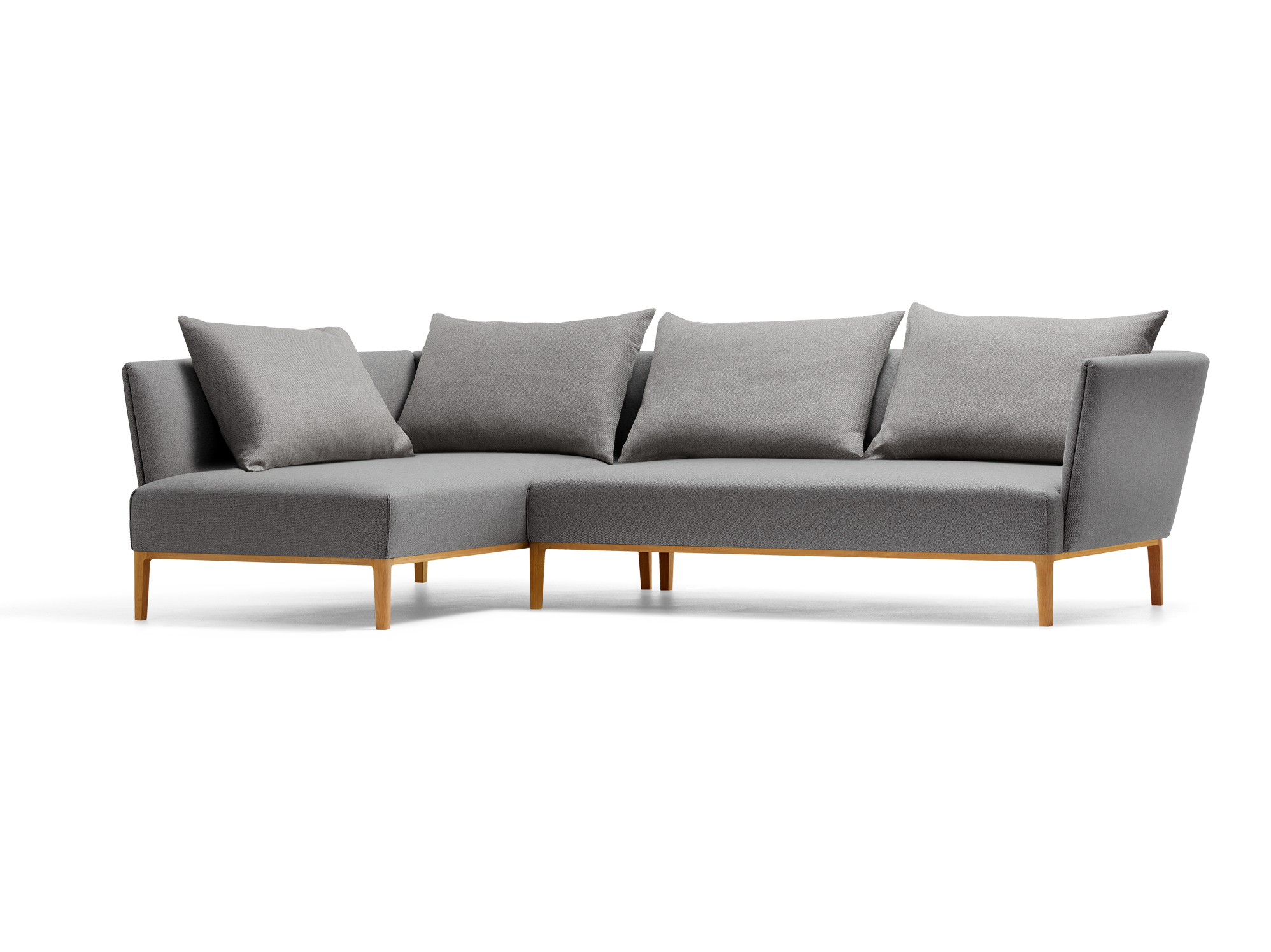 Lorea Ecksofa, Buche, mit Bezug Wollstoff Elverum Mocca