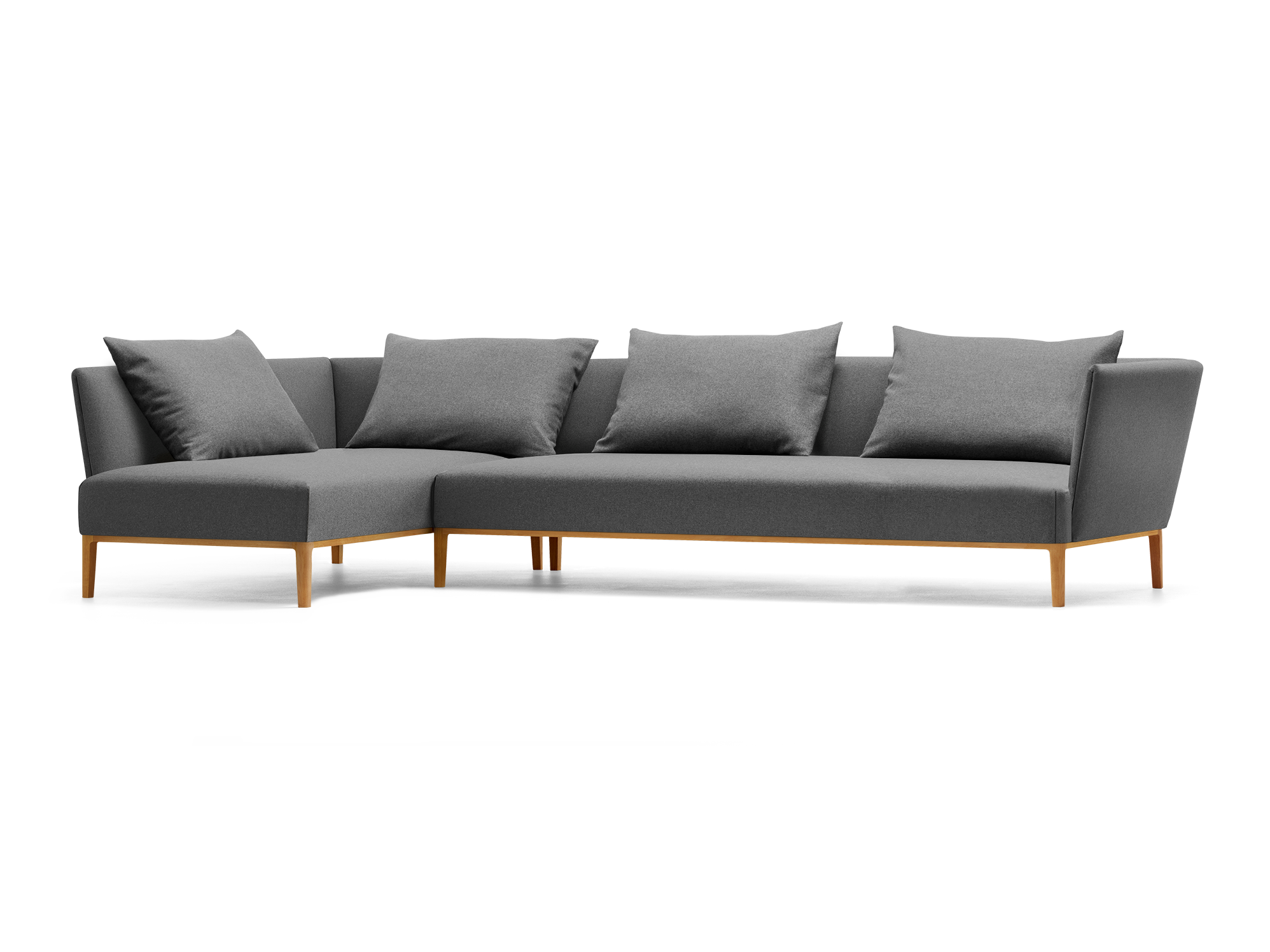Lorea Ecksofa, Buche, mit Bezug Wollstoff Stavang Stein
