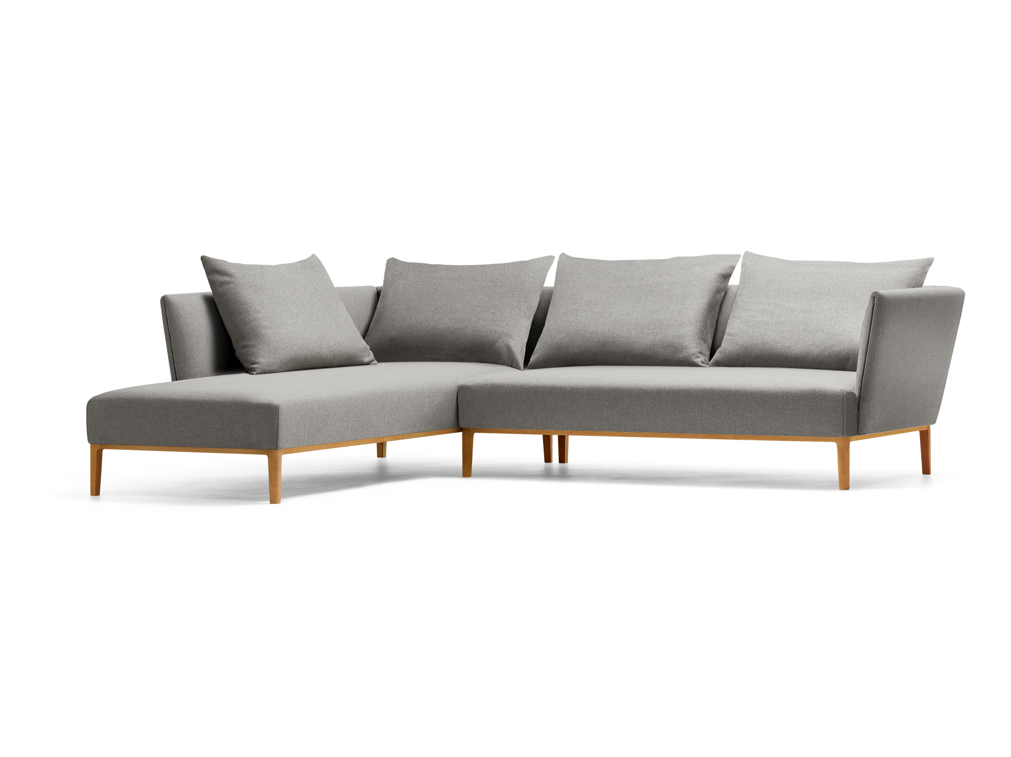 Lorea Ecksofa, Buche, mit Bezug Wollstoff Sletta Kiesel