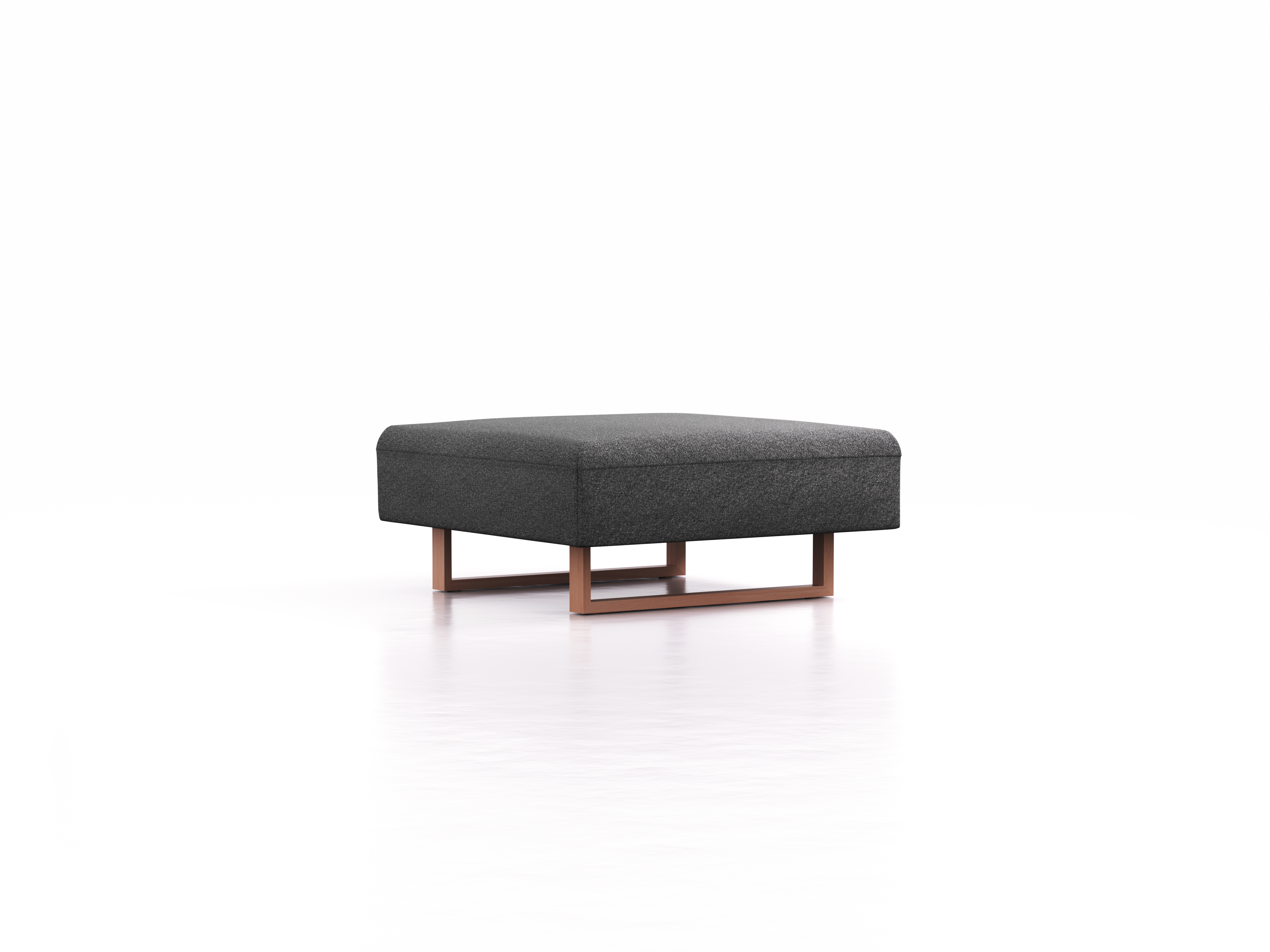 Hocker Sereno, B96xT96cm, Sitzhöhe 43 cm, Kufenfuß Buche, Wollstoff Kaland Schiefer