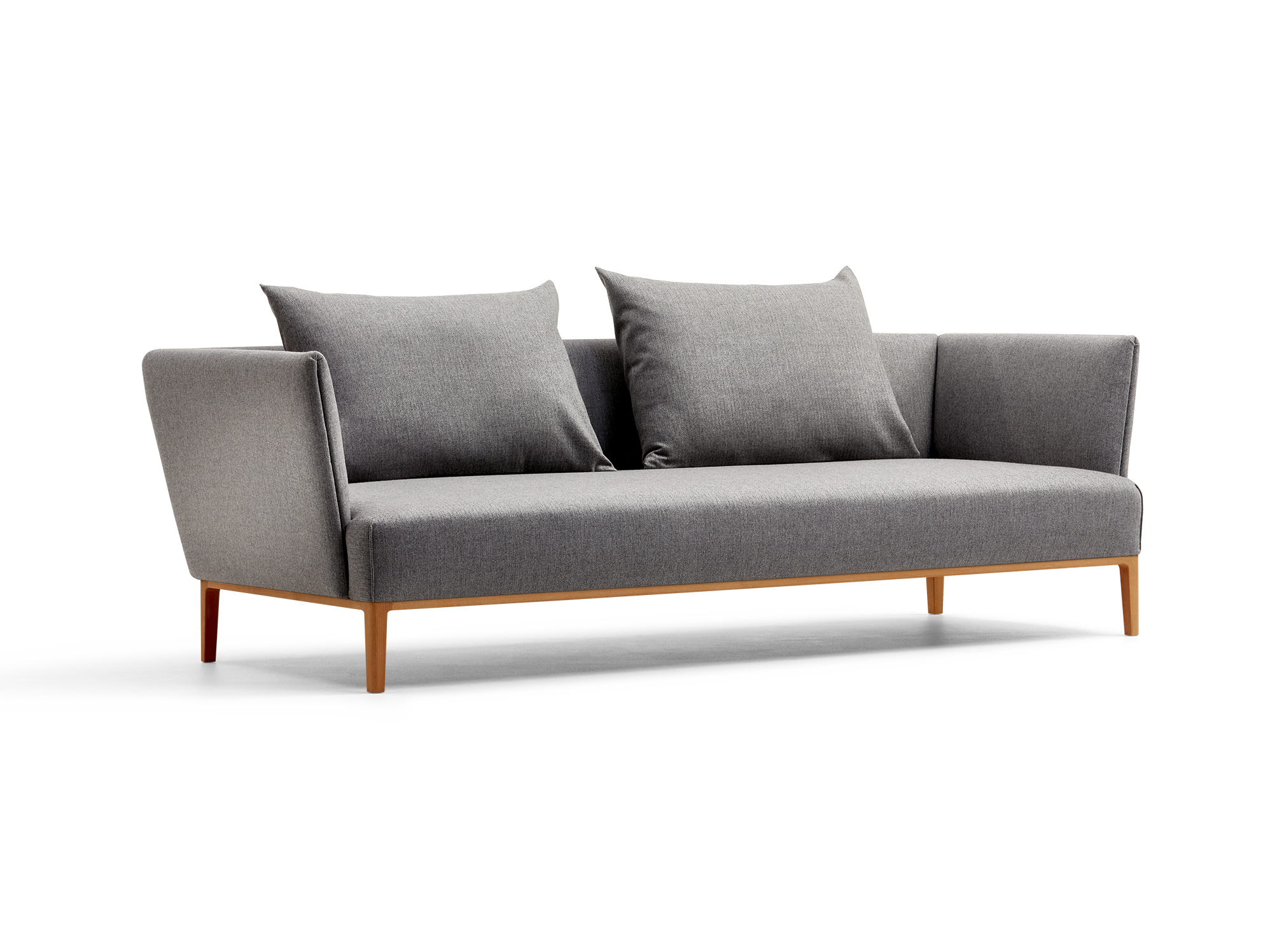 Lorea 3er-Sofa, Buche, mit Bezug Wollstoff Sletta Kiesel