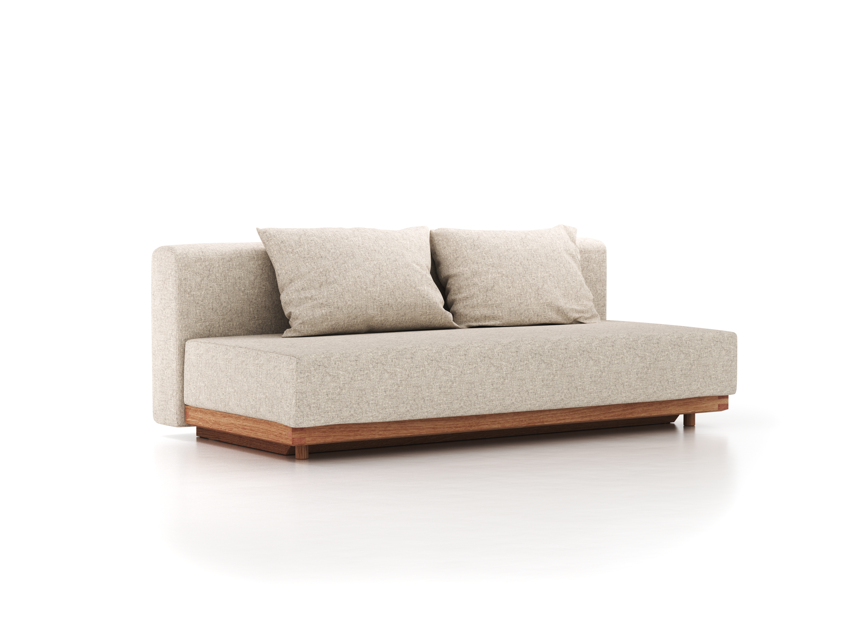 Schlafsofa Nebo B200 x T108 x H72, Sitzhöhe 42cm/Sitztiefe 85cm, inkl. 2 Kissen (80 x 55cm), Wollstoff Tano Natur Hell (80), Eiche