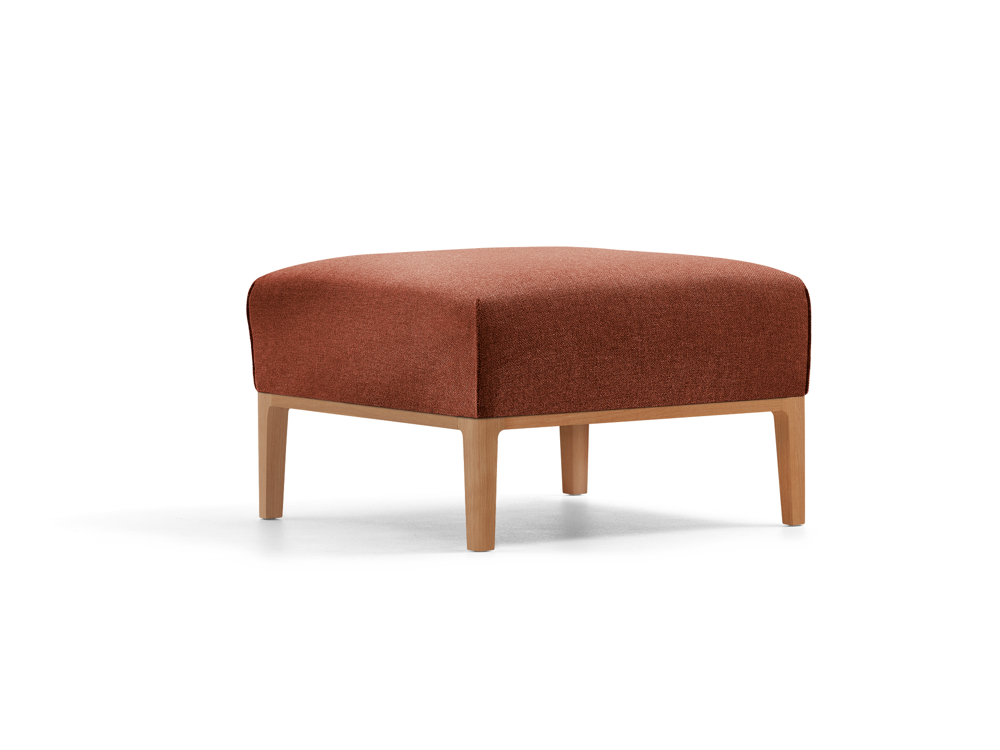 Hocker Lorea, Buche, mit Bezug Wollstoff Kaland Ziegel