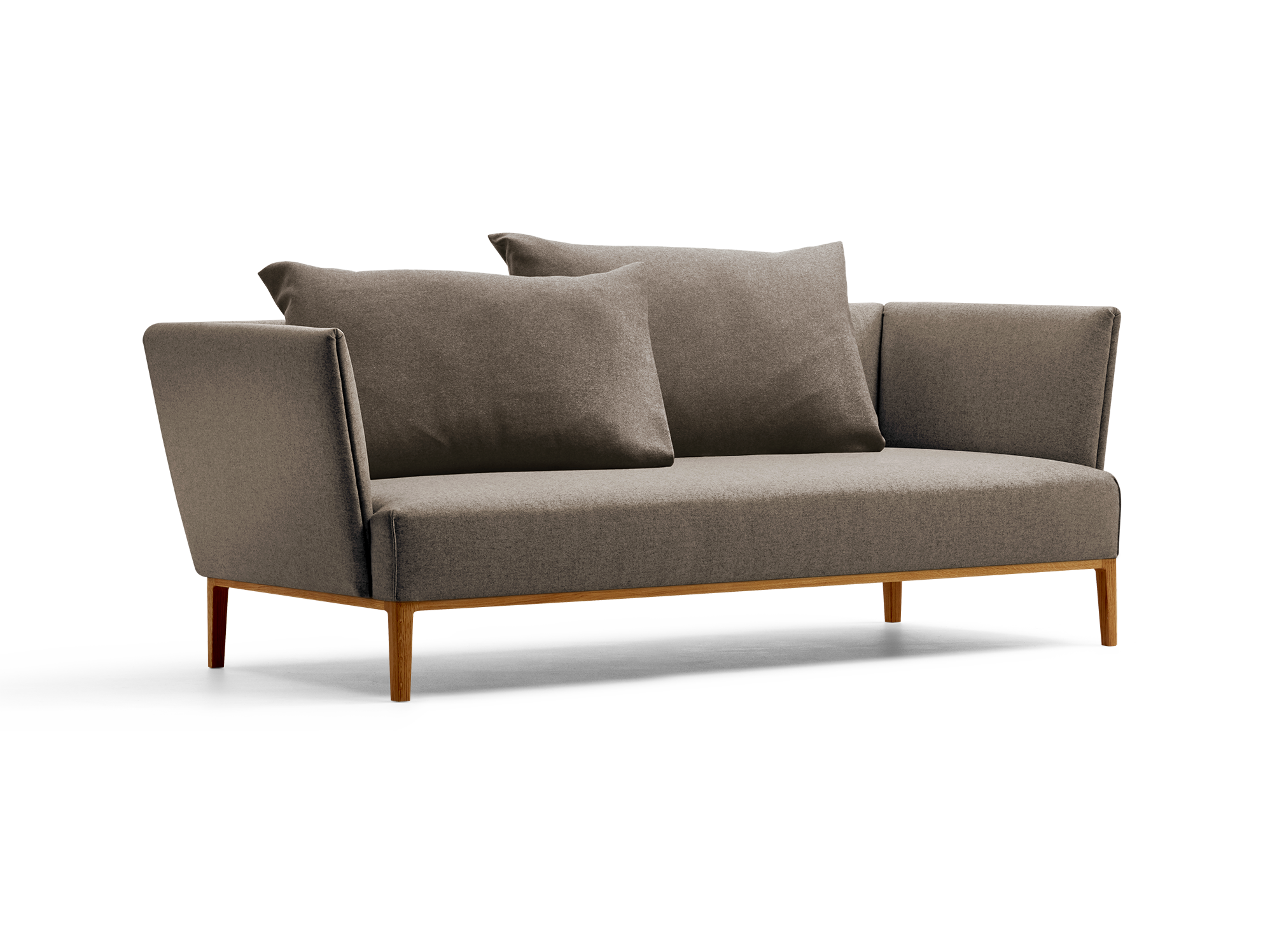 Lorea 2er-Sofa, Eiche, mit Bezug Wollstoff Stavang Torf
