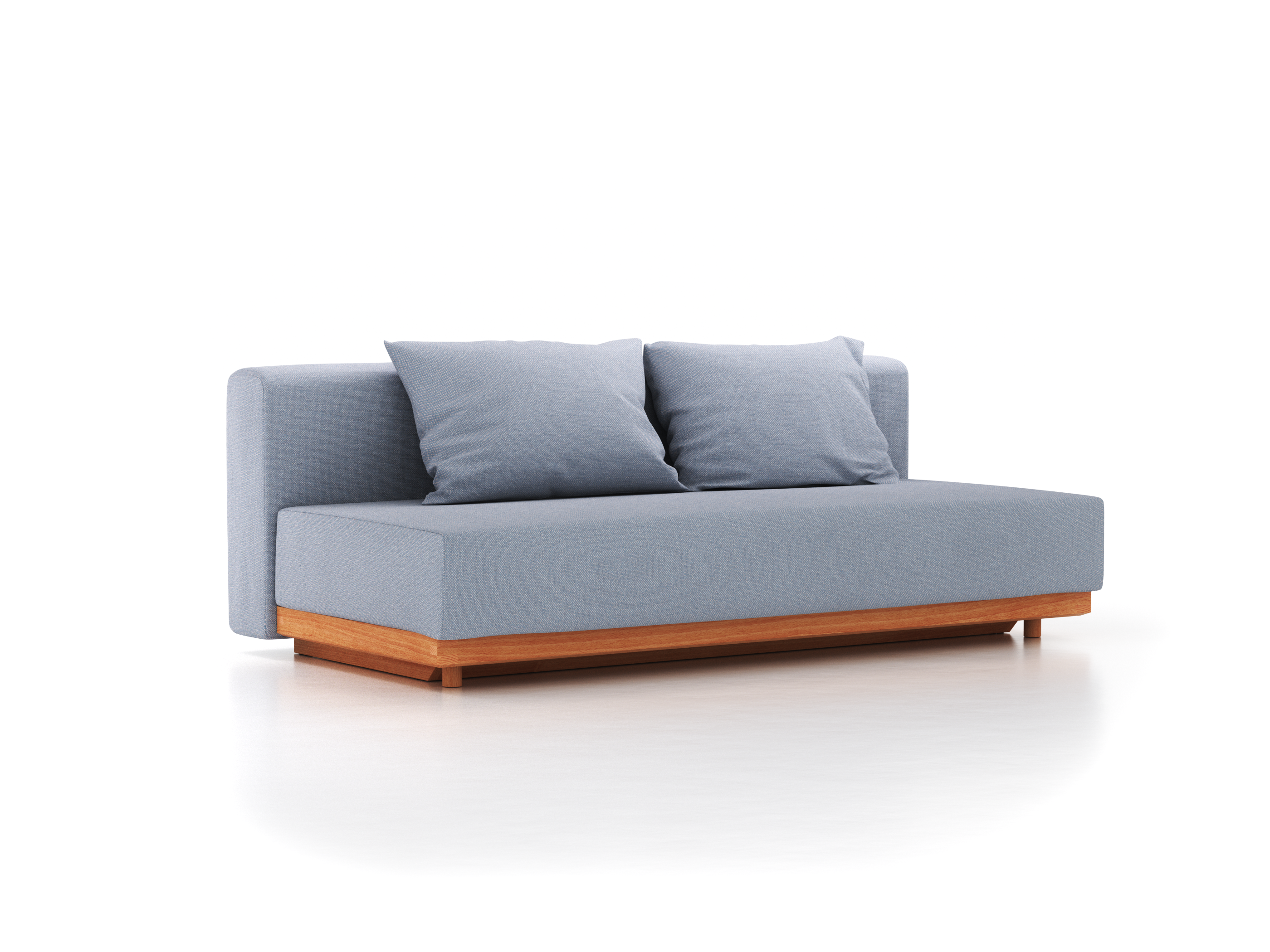 Schlafsofa Nebo B200 x T108 x H72, Sitzhöhe 42cm/Sitztiefe 85cm, inkl. 2 Kissen (80 x 55cm), Wollstoff Elverum Blaugrau (83), Buche