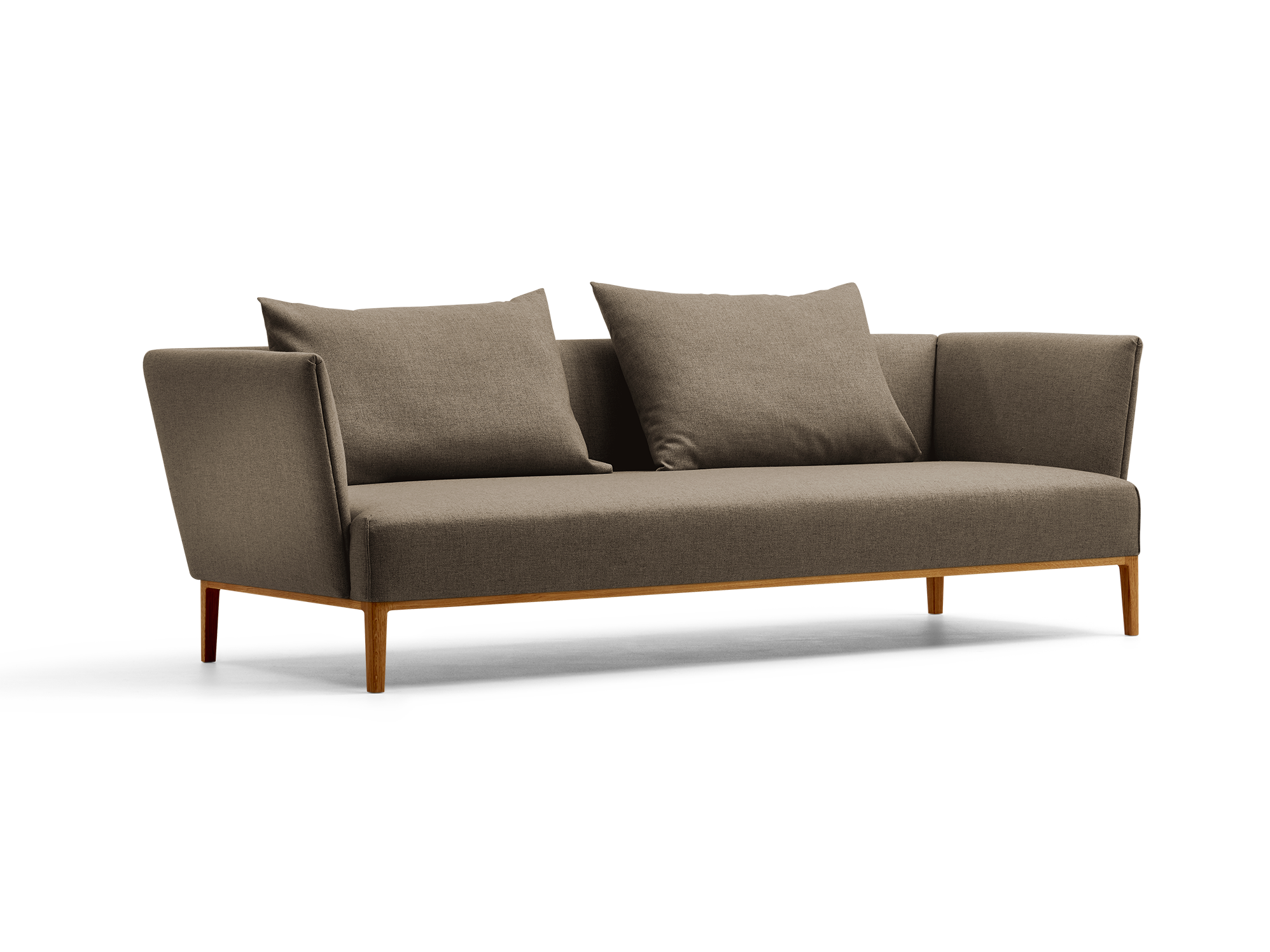 Lorea 3er-Sofa, Eiche, mit Bezug Wollstoff Kaland Torf