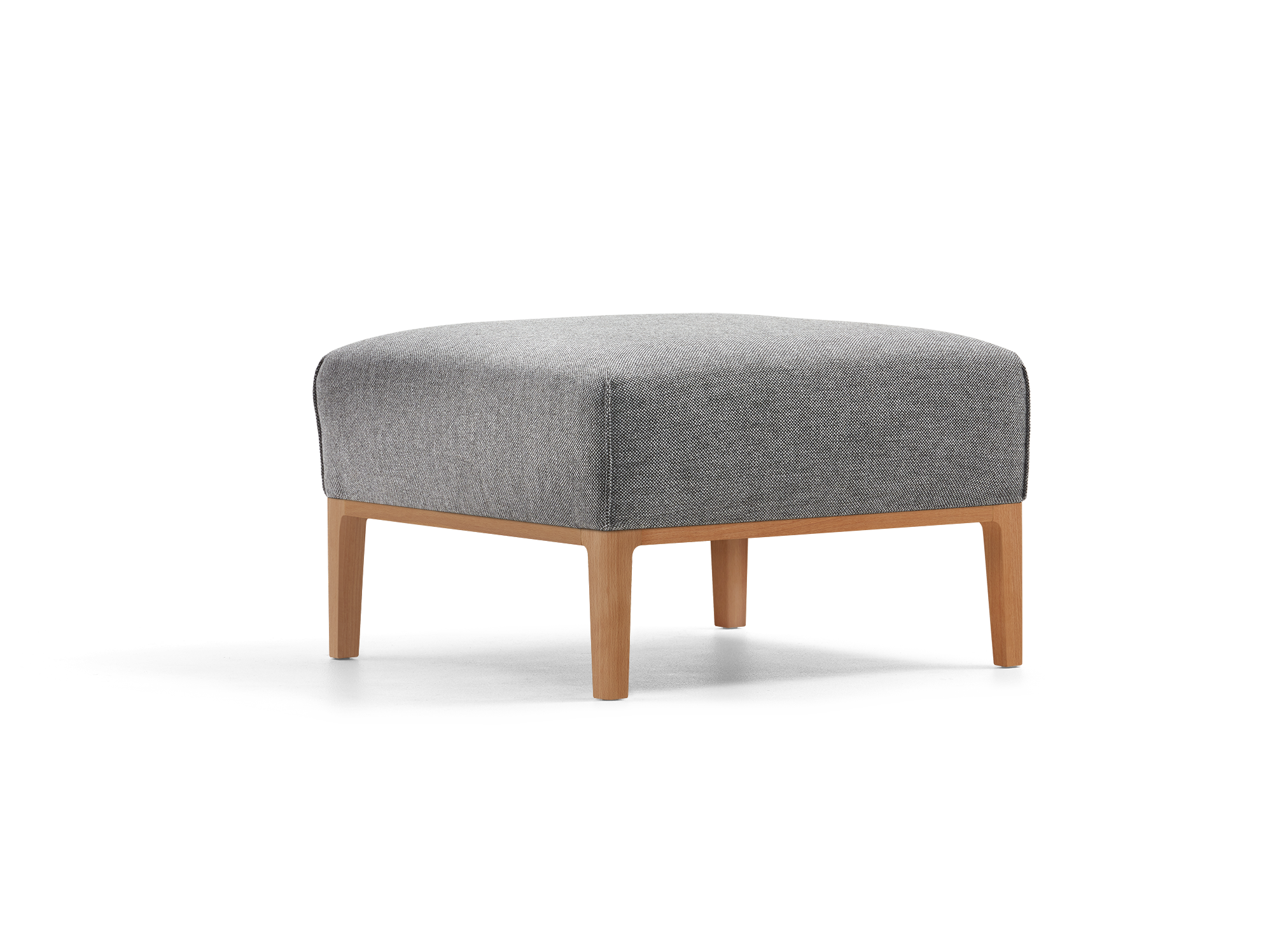 Hocker Lorea, Buche, mit Bezug Wollstoff Elverum Mocca