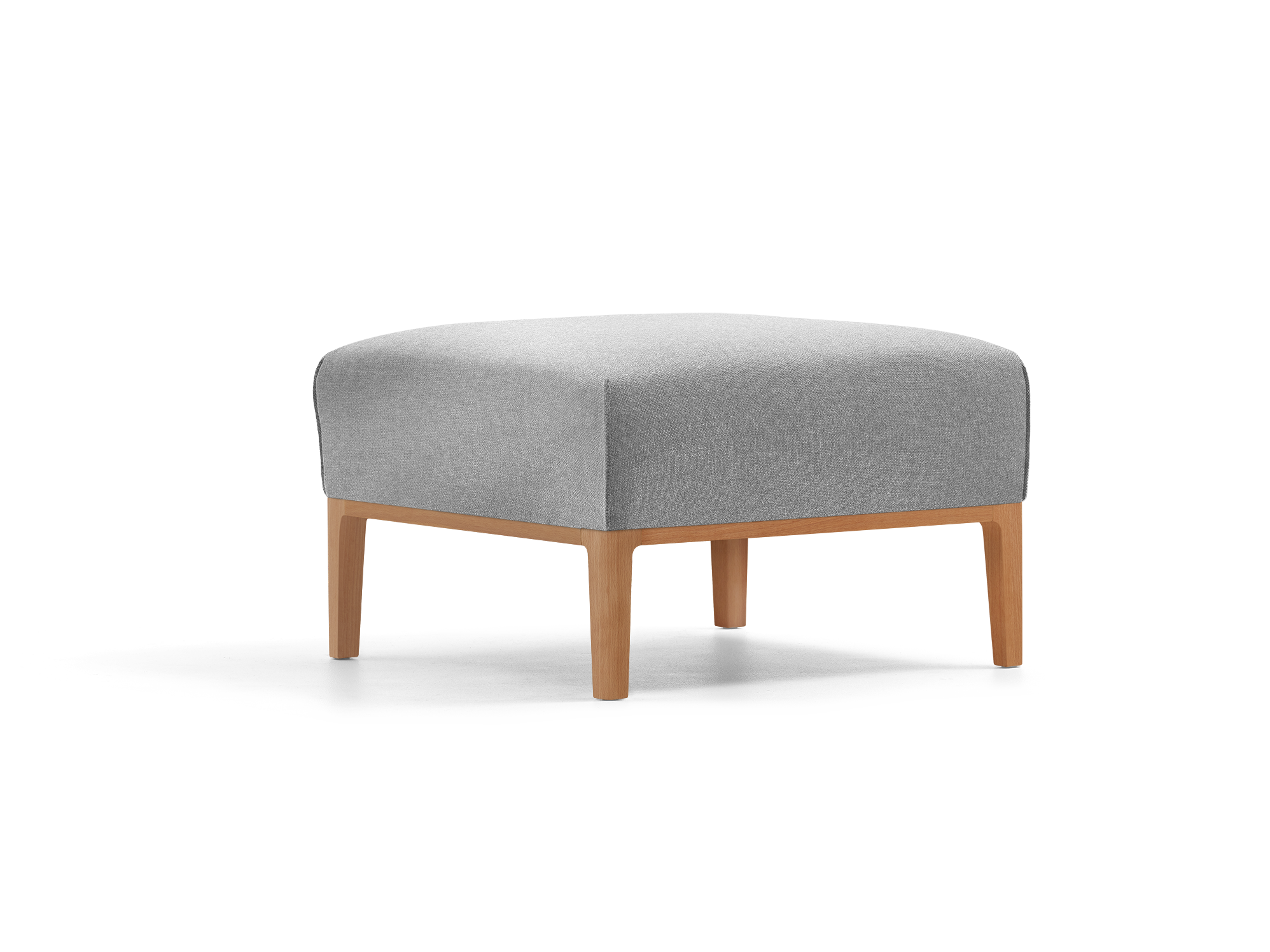 Hocker Lorea, Buche, mit Bezug Wollstoff Kaland Kiesel