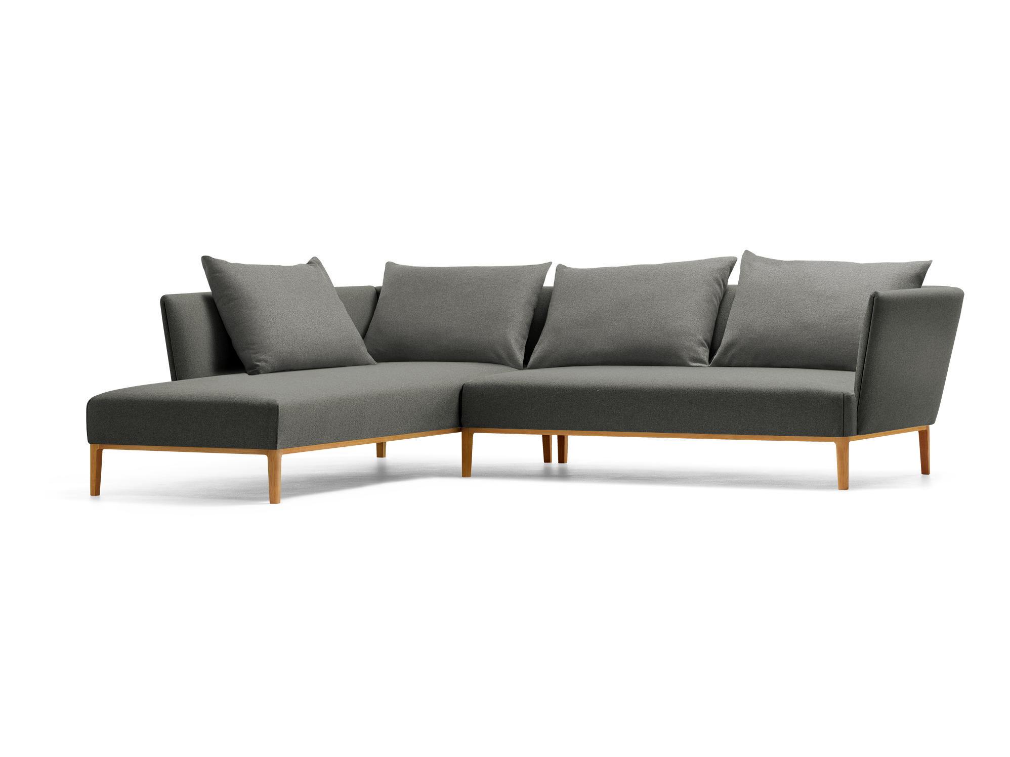 Lorea Ecksofa 222,5 x 265 cm, Buche, mit Bezug Wollstoff Stavang Mocca