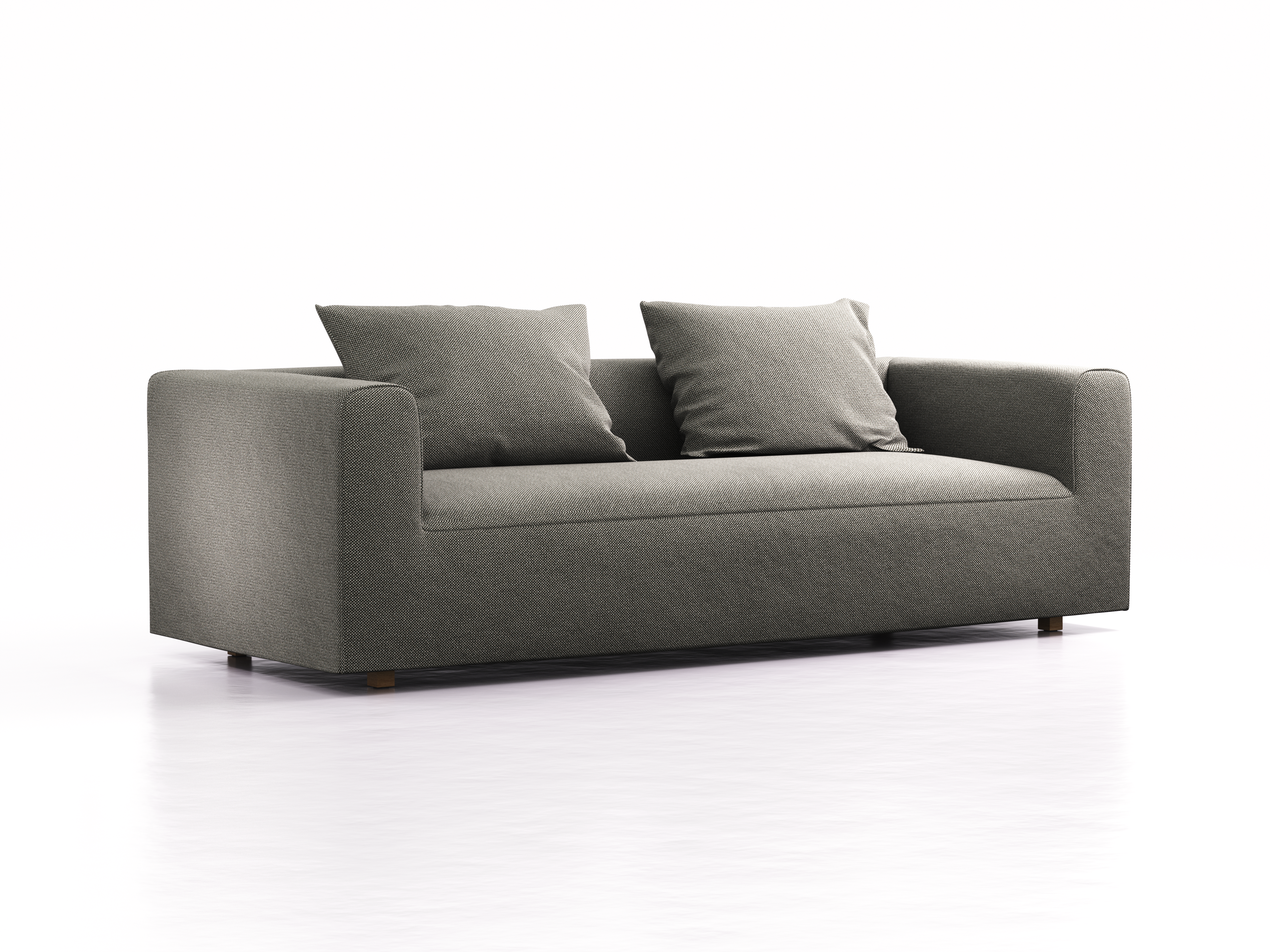 3er Sofa Sereno, bodennah, B235xT96xH71cm, Sitzhöhe 43 cm, inkl. 2 Kissen (70x55 cm), Eiche, Wollstoff Elverum Mocca